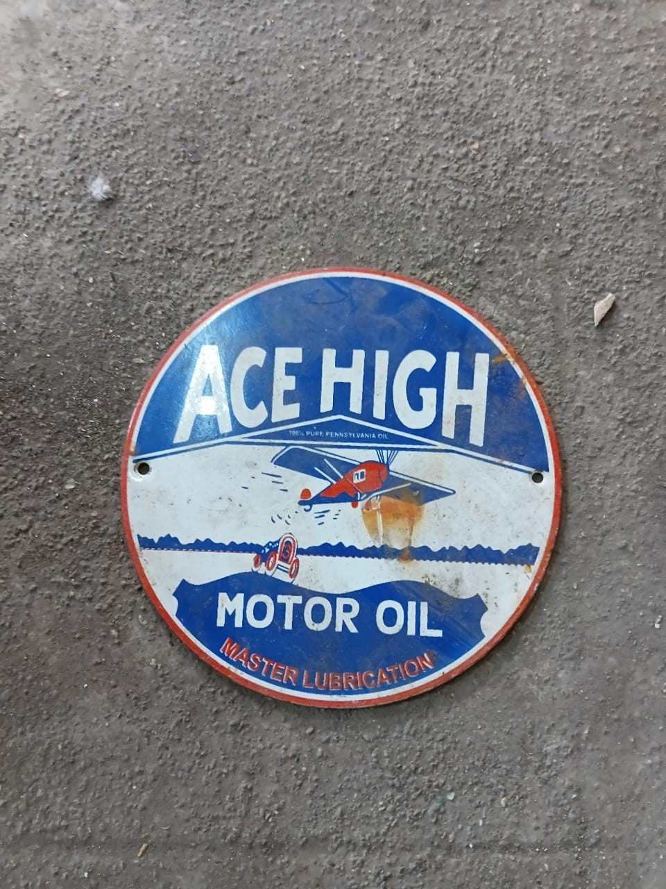 PORCELIAN ACE HIGH ENAMEL SIGN SIZE 6X6 INCHES
