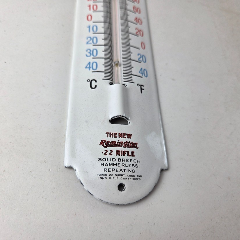 Vintage Remington Rifle Sign – Hunting Ad Sign on Porcelain Thermometer