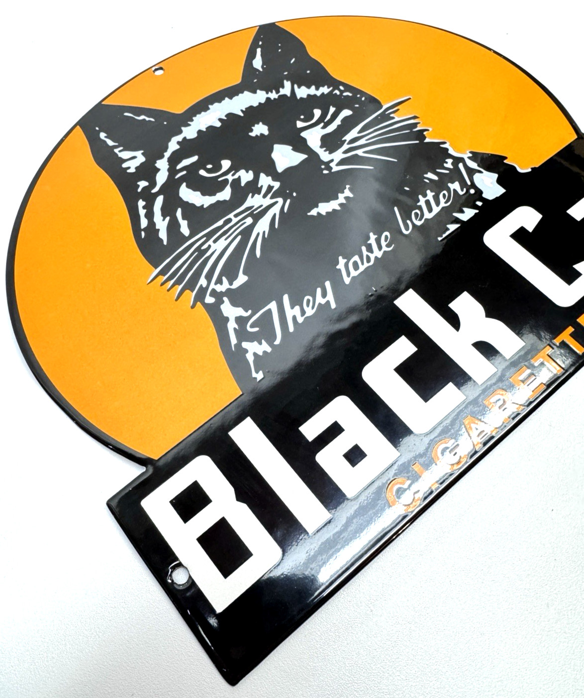 Vintage Black Cat Cigarettes – Porcelain Sign Heavy Steel – Tobacciana