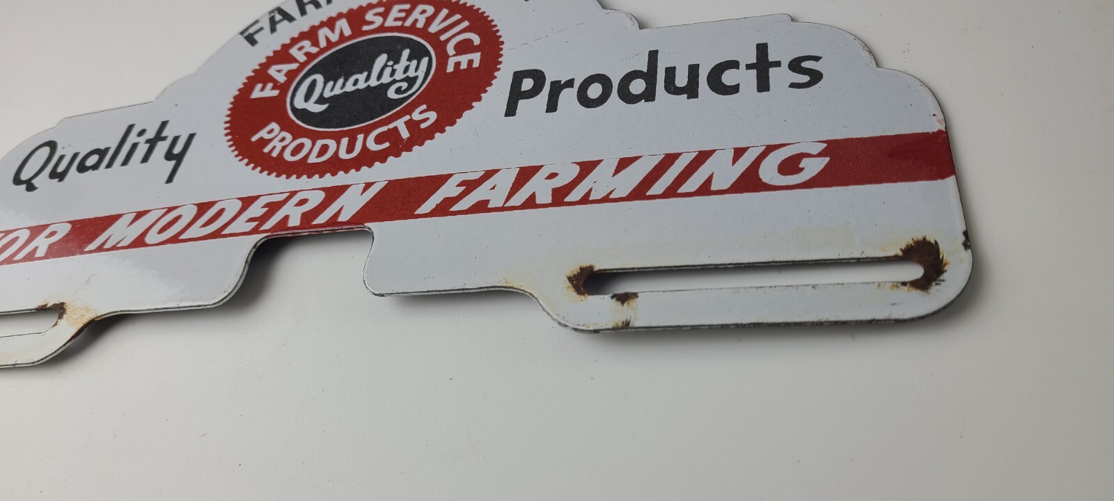 Vintage Farm Sign Topper – Gas Tractor Auto Car Porcelain License Plate Topper