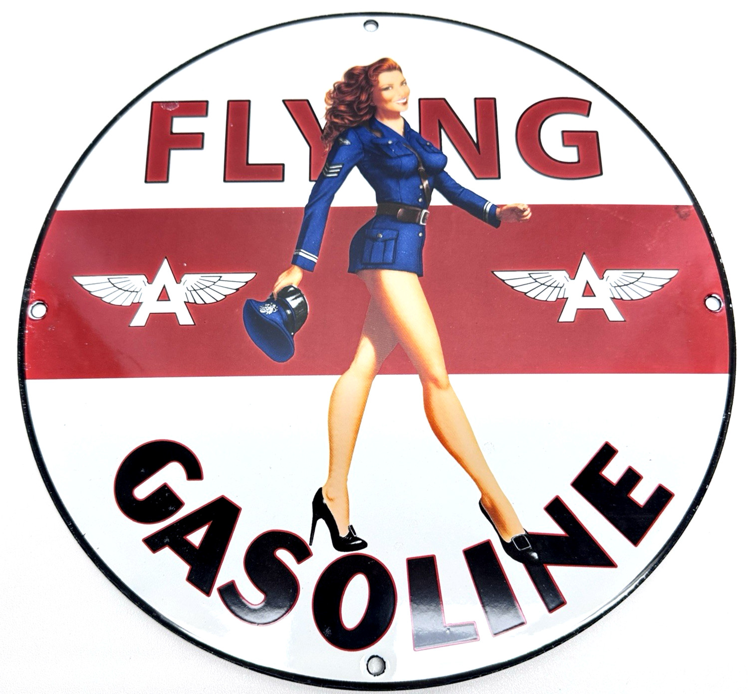 Vintage Flying A Gasoline Porcelain Sign Gas Oil Garage Service Collectible