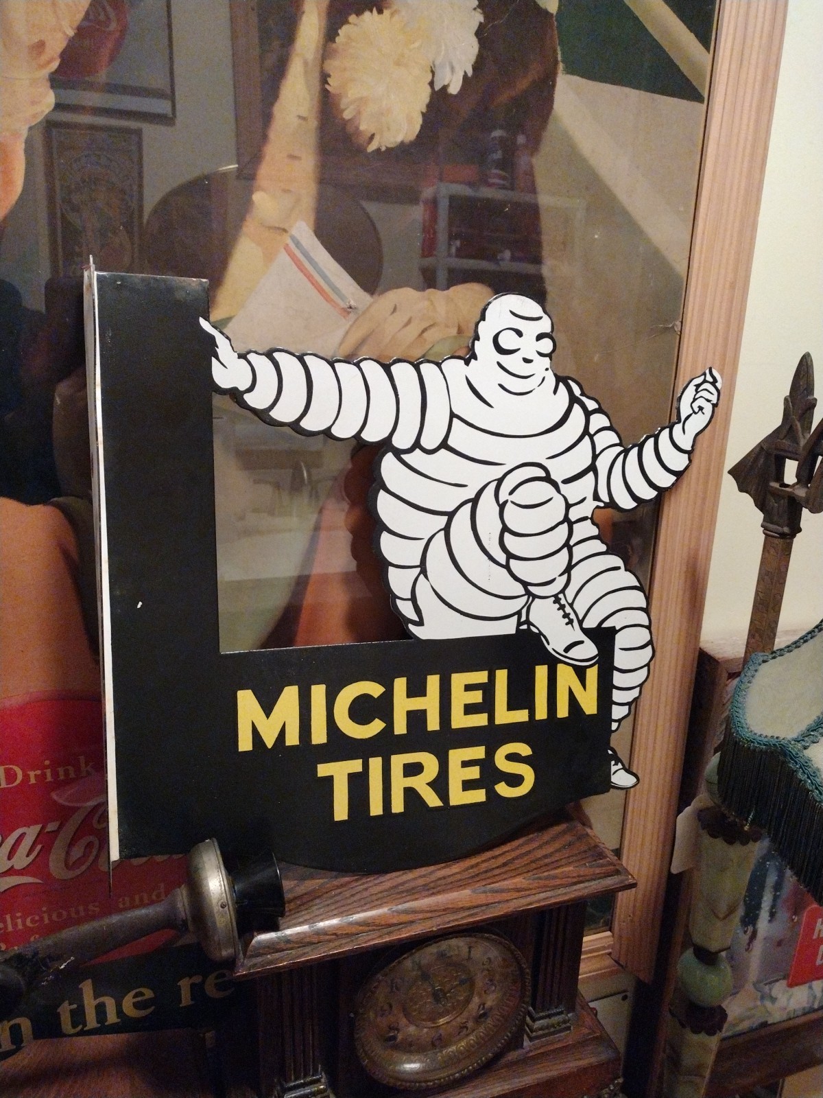 Rare Large Michelin Tires Dsp Porcelain Metal Flange Gas Oil Sign