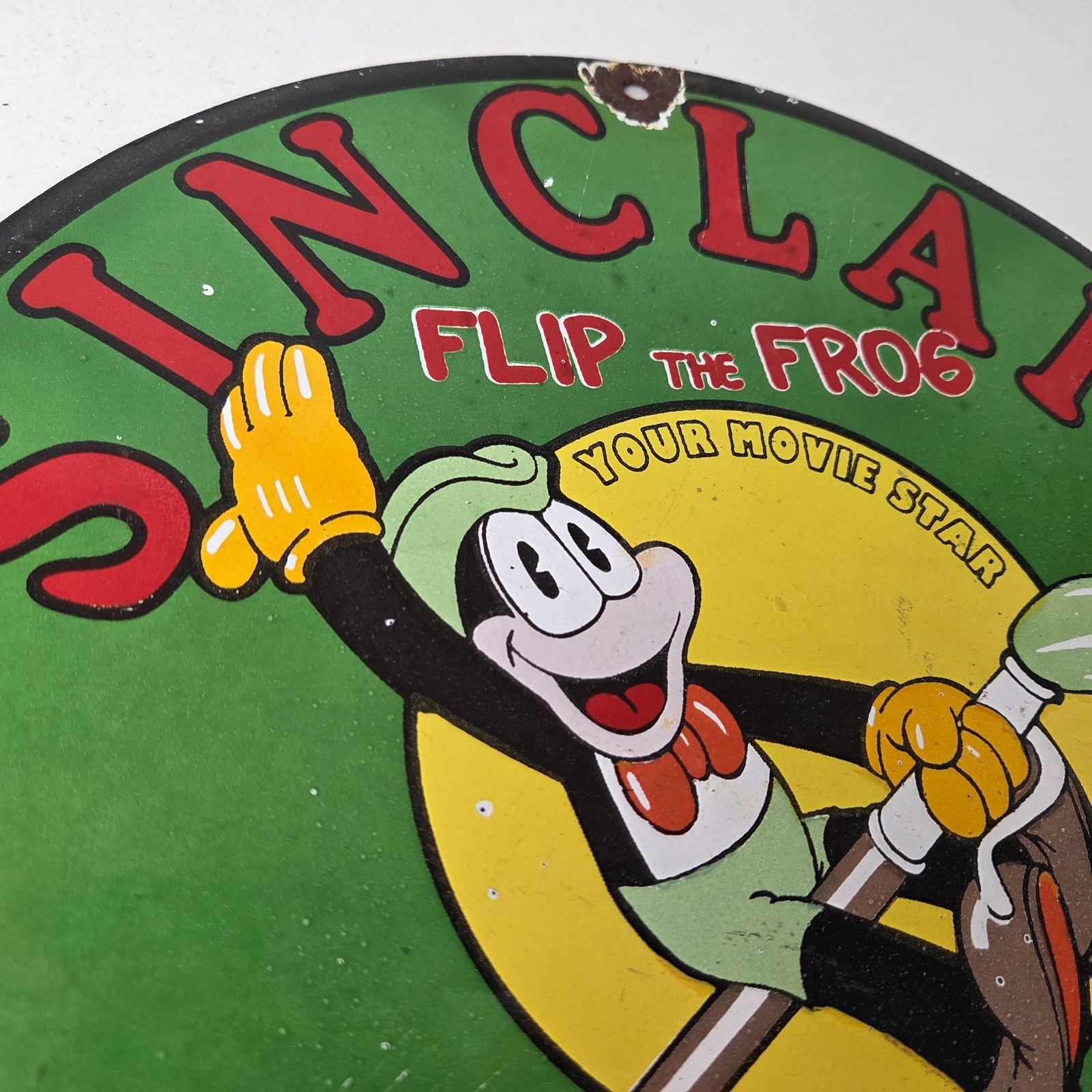 Vintage Sinclair Gasoline Sign – Jiminy Cricket Disney Porcelain Gas Pump Sign