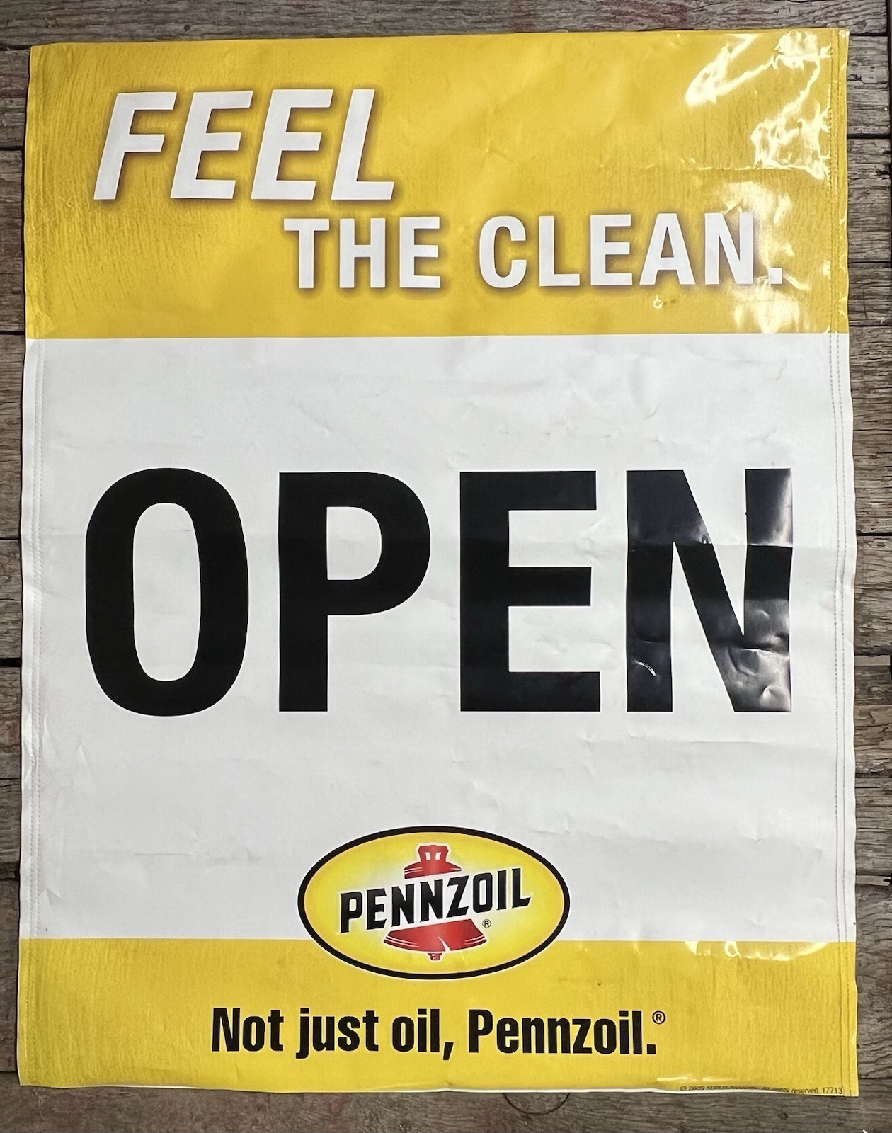 Vintage Pennzoil “We Are Open” Oil Changes Service Station Advertising Banner