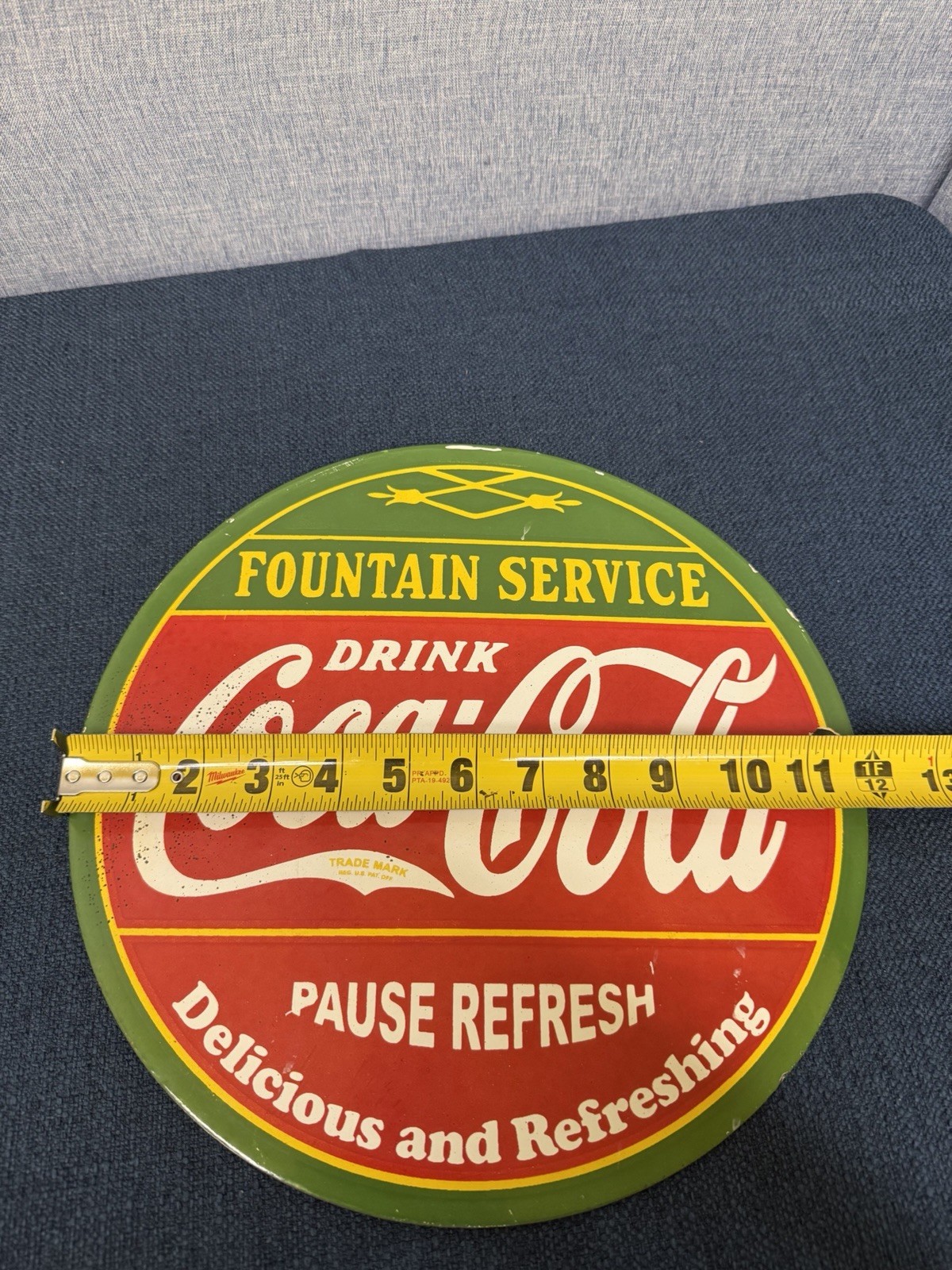 Vintage Coca Cola Fountain Service Porcelain Enamel Sign.