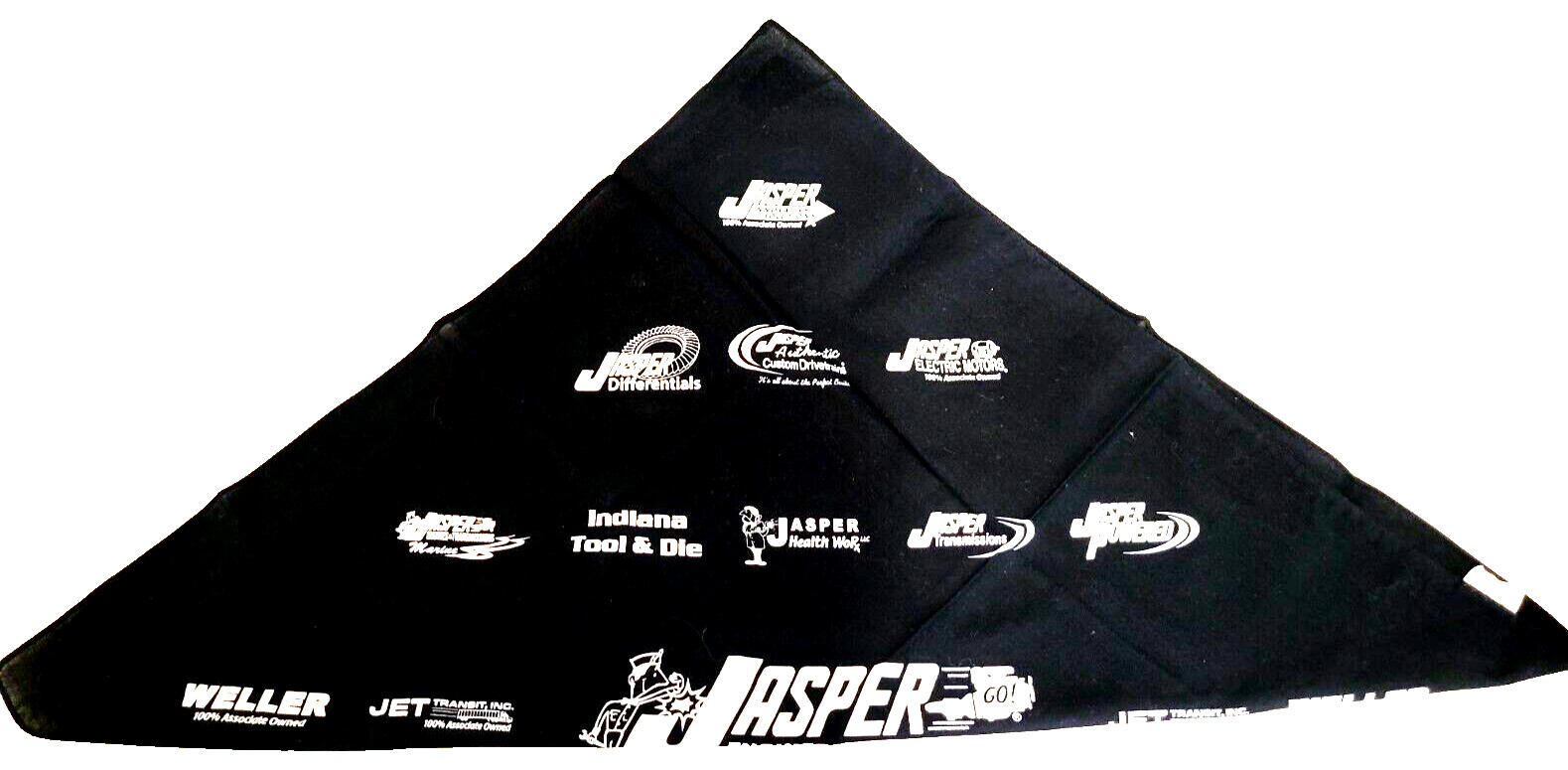 Jasper Engines & Transmissions Bandanna Handkerchief Advertising 21 1/4″x20 Blk