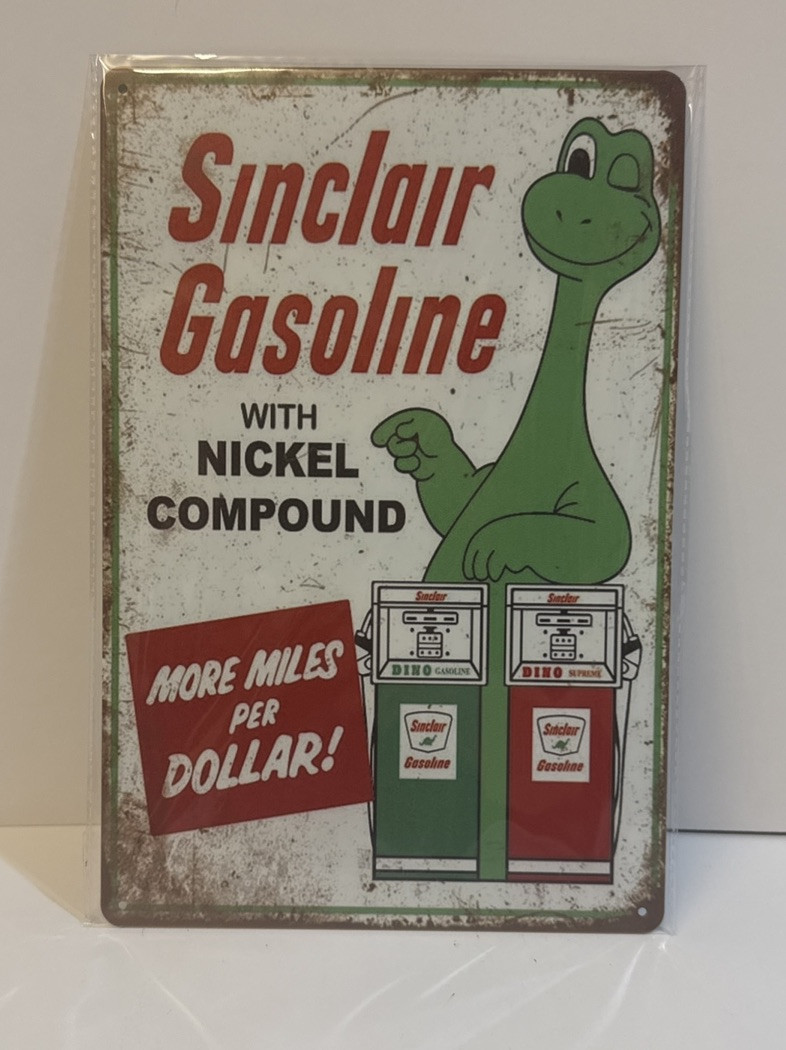Sinclair Gasoline Tin Sign Gas Oil Car Metal Signs for Garage Man Cave Dinosaur