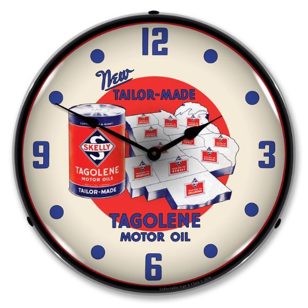 NEW SKELLY MOTOR OIL L.E.D. LIGHTED RETRO ADVERTISING CLOCK – FREE SHIPPING*