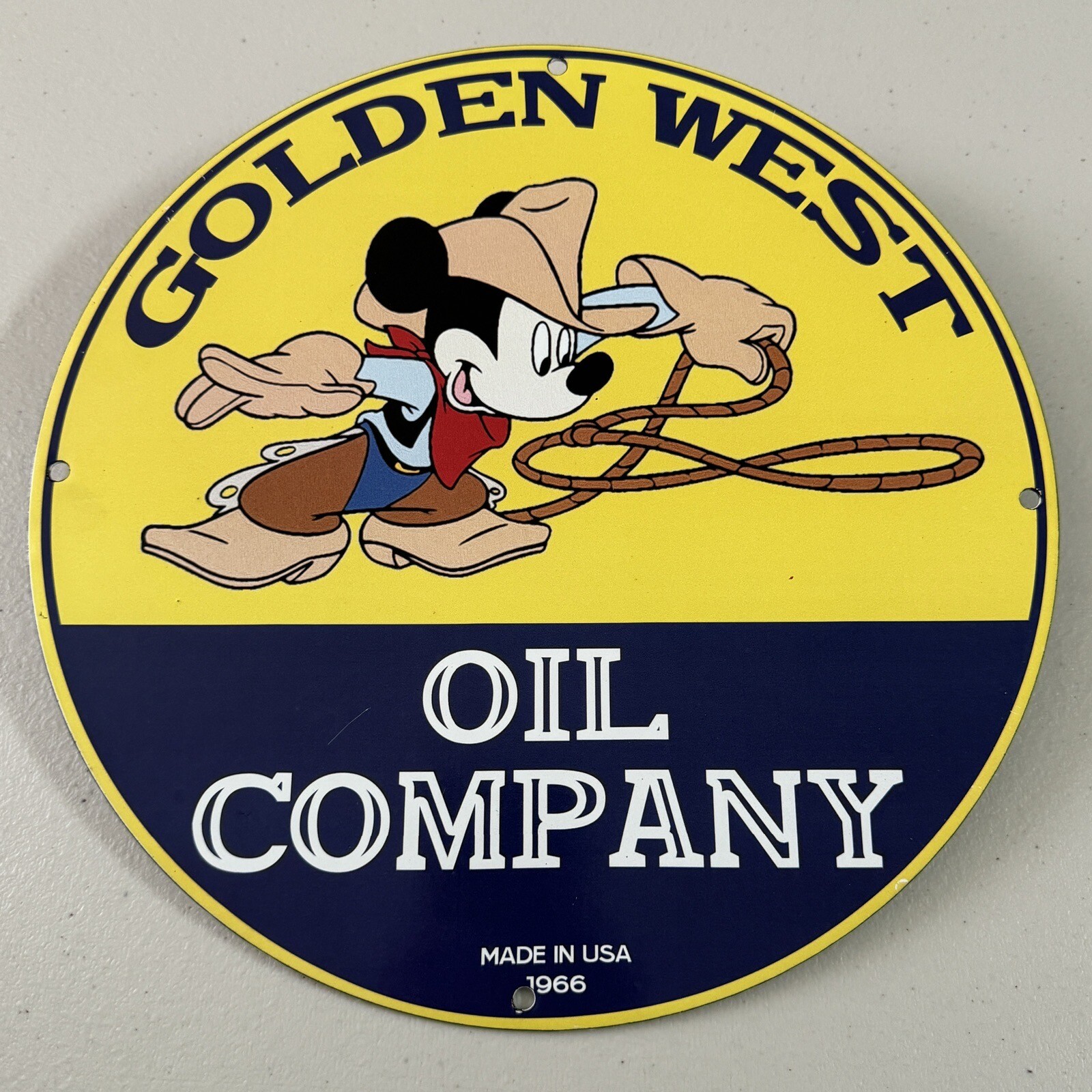 VINTAGE GOLDEN WEST OIL COMPANY PORCELAIN GAS MOTOR OIL PETROLEUM LUBRICANT SIGN