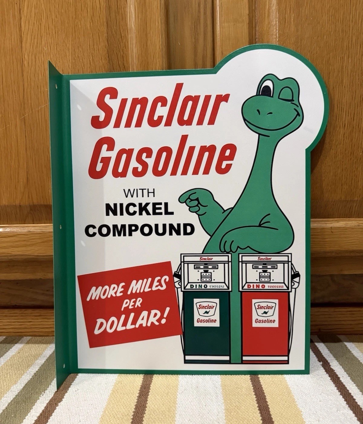 Sinclair Gas Flange Sign Dino Pump Garage Station Vintage Style Wall Decor