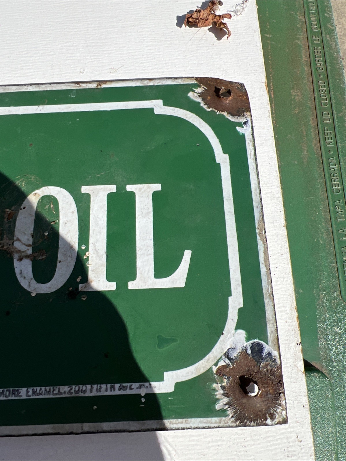 1940s Porcelain Quaker State Cold Test Oil Sign