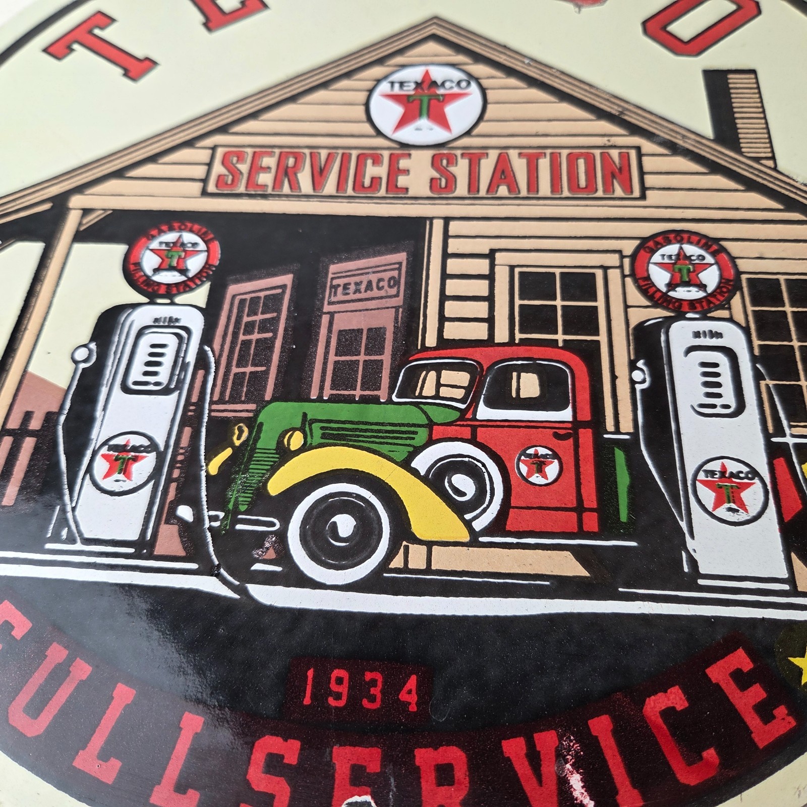 Vintage Texaco Gasoline Advertisement Sign – Gas Service Station Porcelain Sign