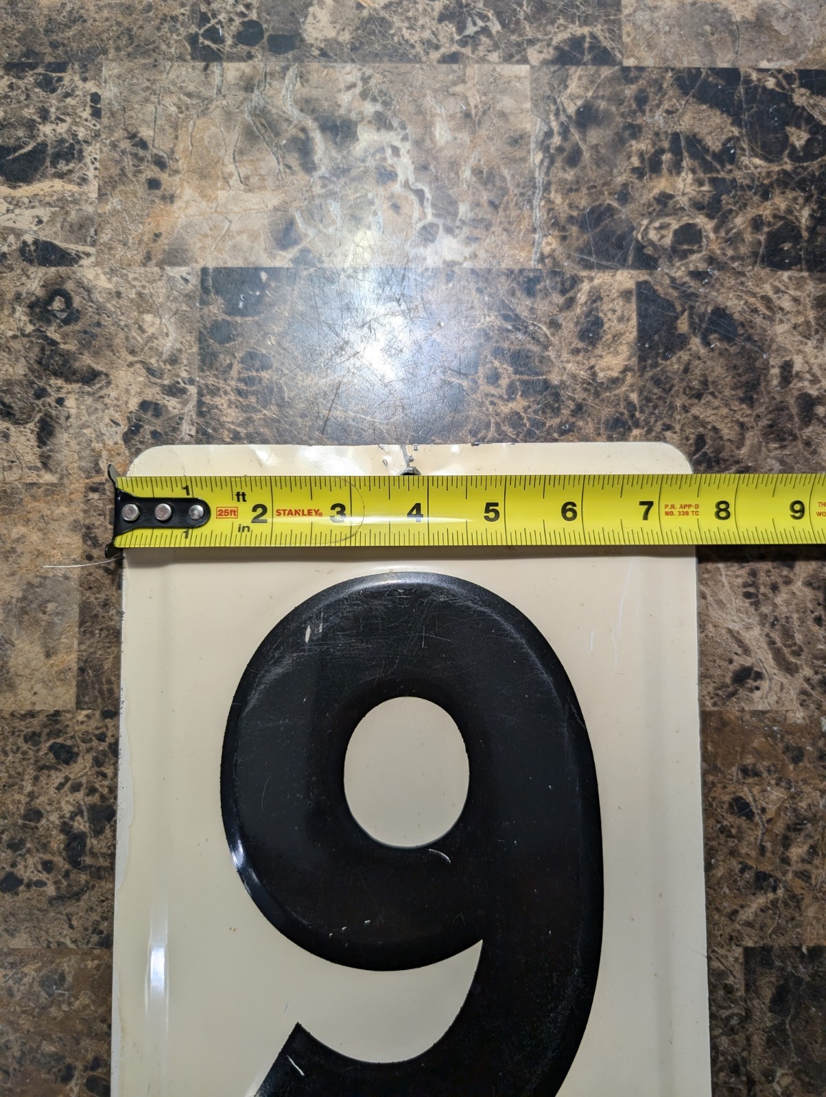 Vintage GAS STATION Sign Numbers 6 / 9 Black & White Embossed Metal Sign #1