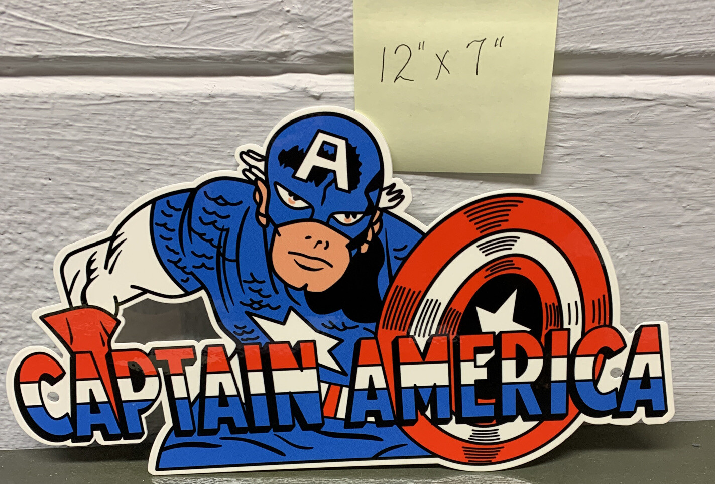 CAPTAIN AMERICA Porcelain Sign Comic Cartoon Action Super Hero TV Gas Oil
