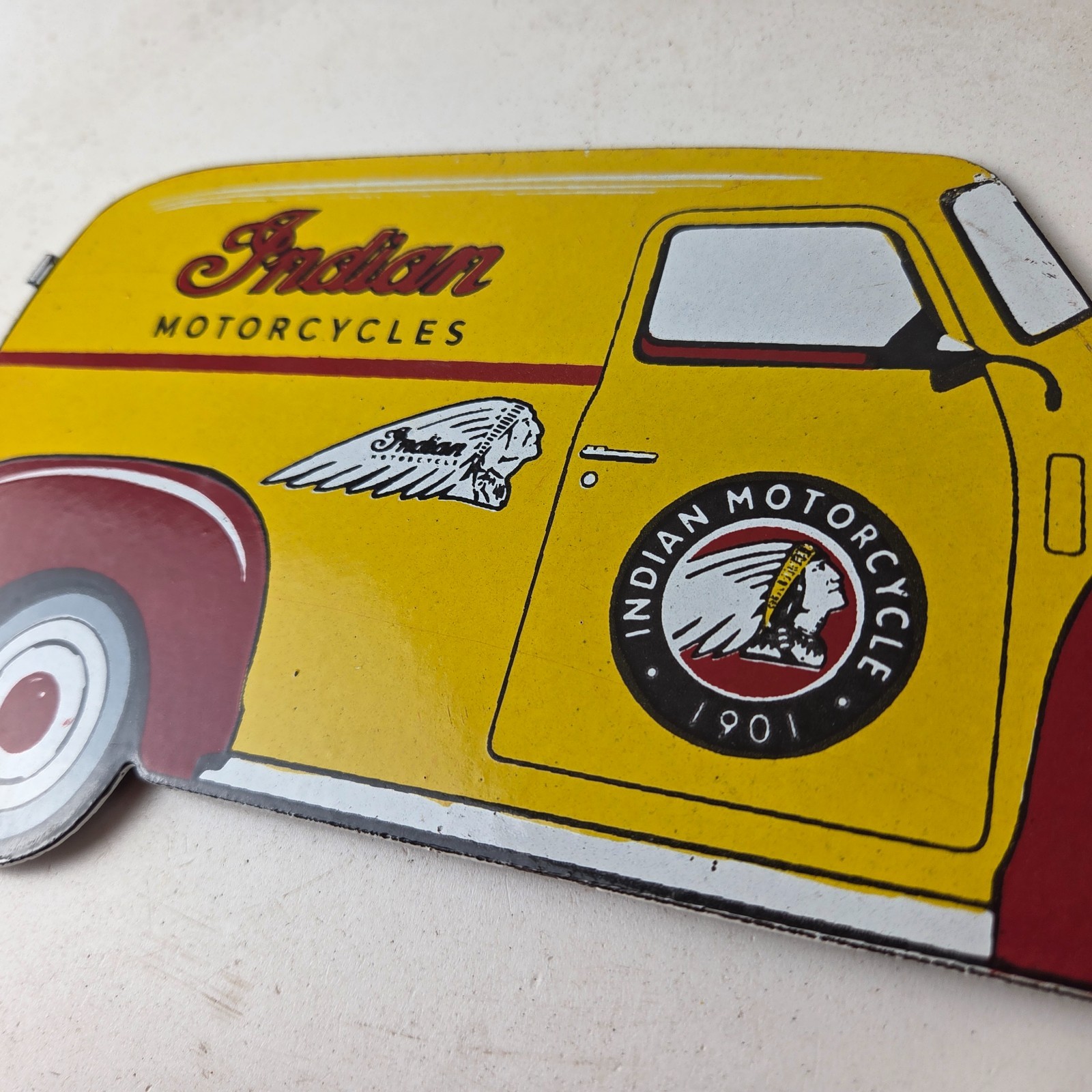 Vintage Indian Motorcycles Sign – Gas Motor Oil Truck Pump Porcelain Sign