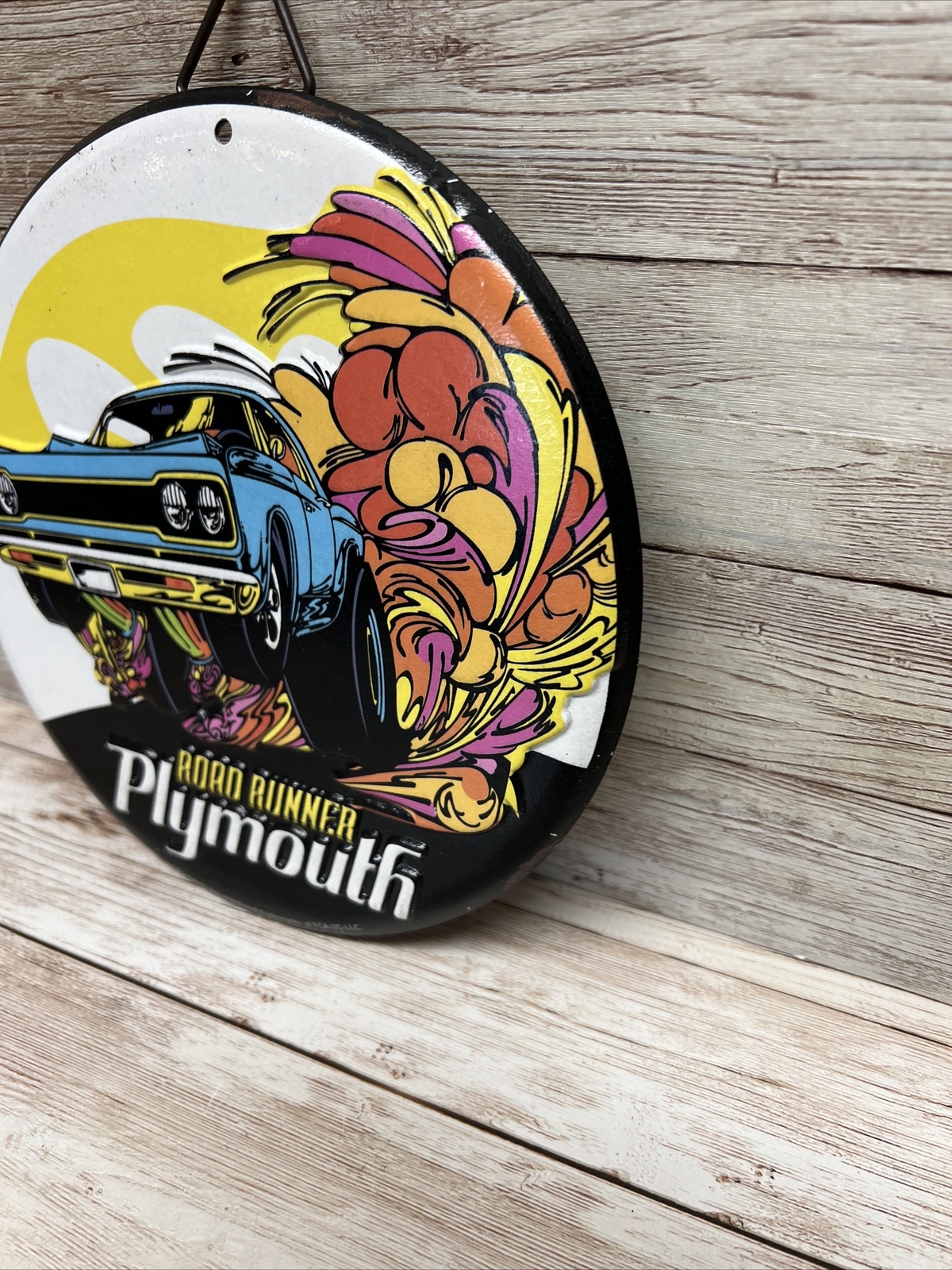 Plymouth Road Runner 7 Inch Round Metal Vintage Garage Sign Licensed