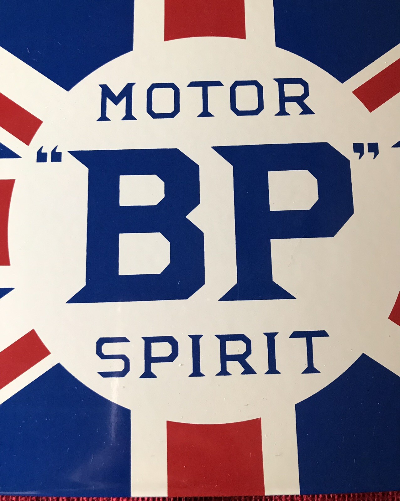 SPRING SPECIAL VINTAGE STYLE B P MOTOR SPIRIT 12X8 INCH DEALER PORCELAIN SIGNS