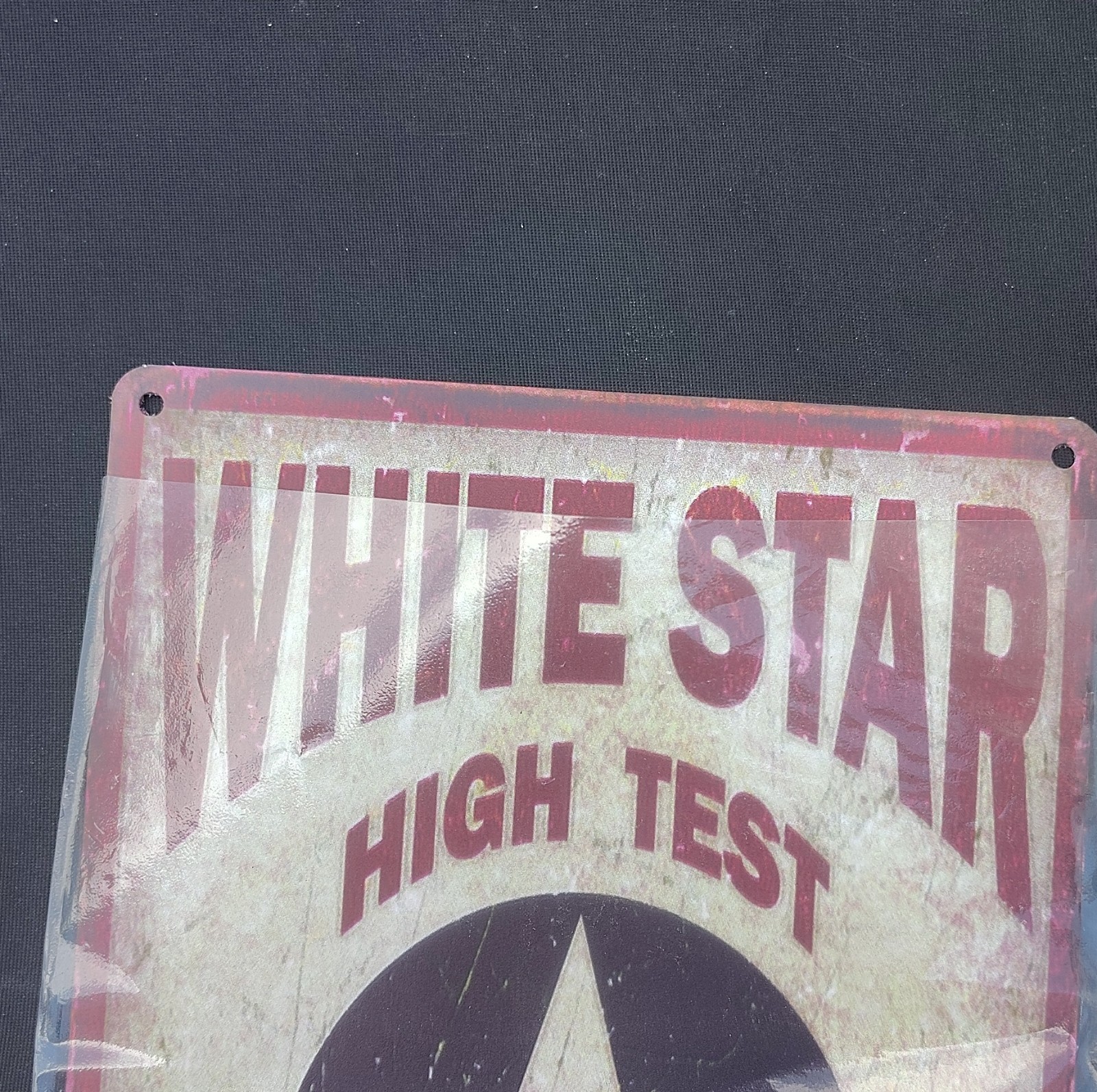 White Star High Test Gasoline Metal Advertising Sign White Red Gas & Oil