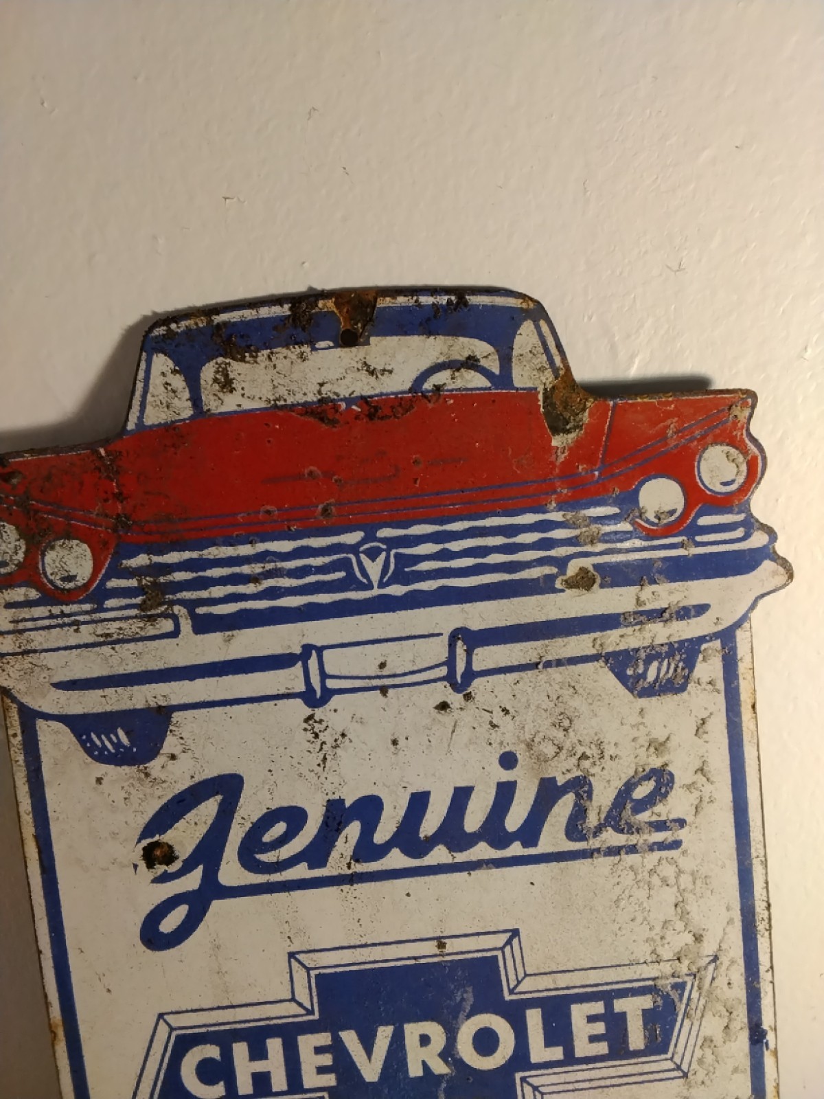 Porcelain Chevy Sign Approx 12″x7.5″ Inches Over Steel Service Station Garage