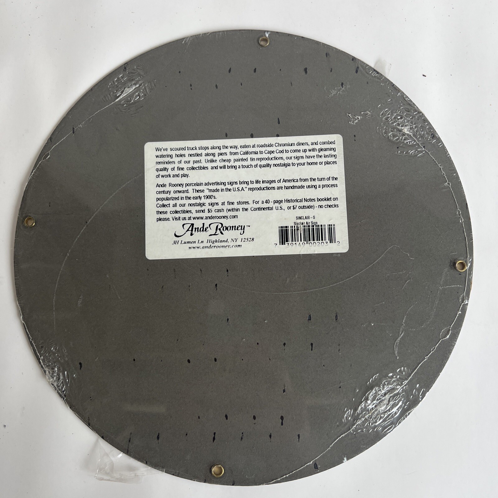 Ande Rooney Porcelain on Heavy Steel Sinclair Aircraft Airplane 11.25” Sealed