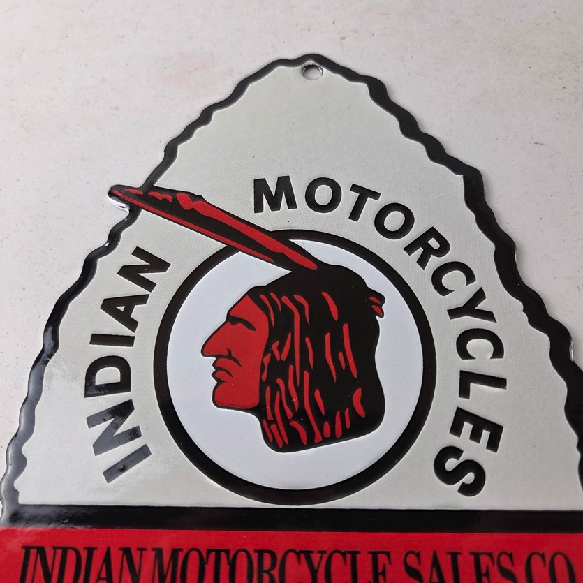 Vintage Indian Motorcycles Sign – Arrow Head Porcelain Gas Pump Sales Sign