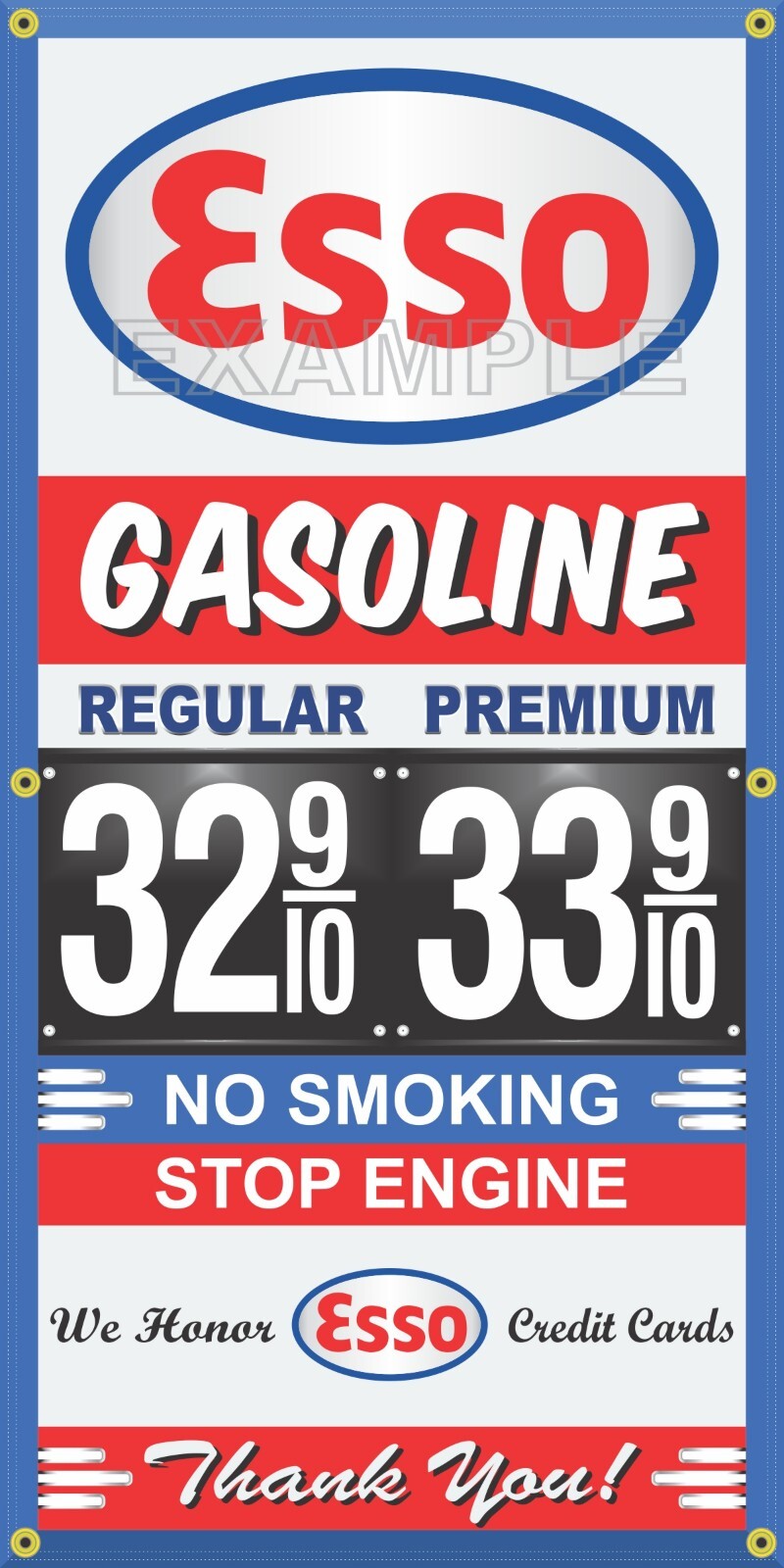 ESSO GAS STATION PRICE PER GALLON VINTAGE OLD SIGN REMAKE BANNER SIGN ART