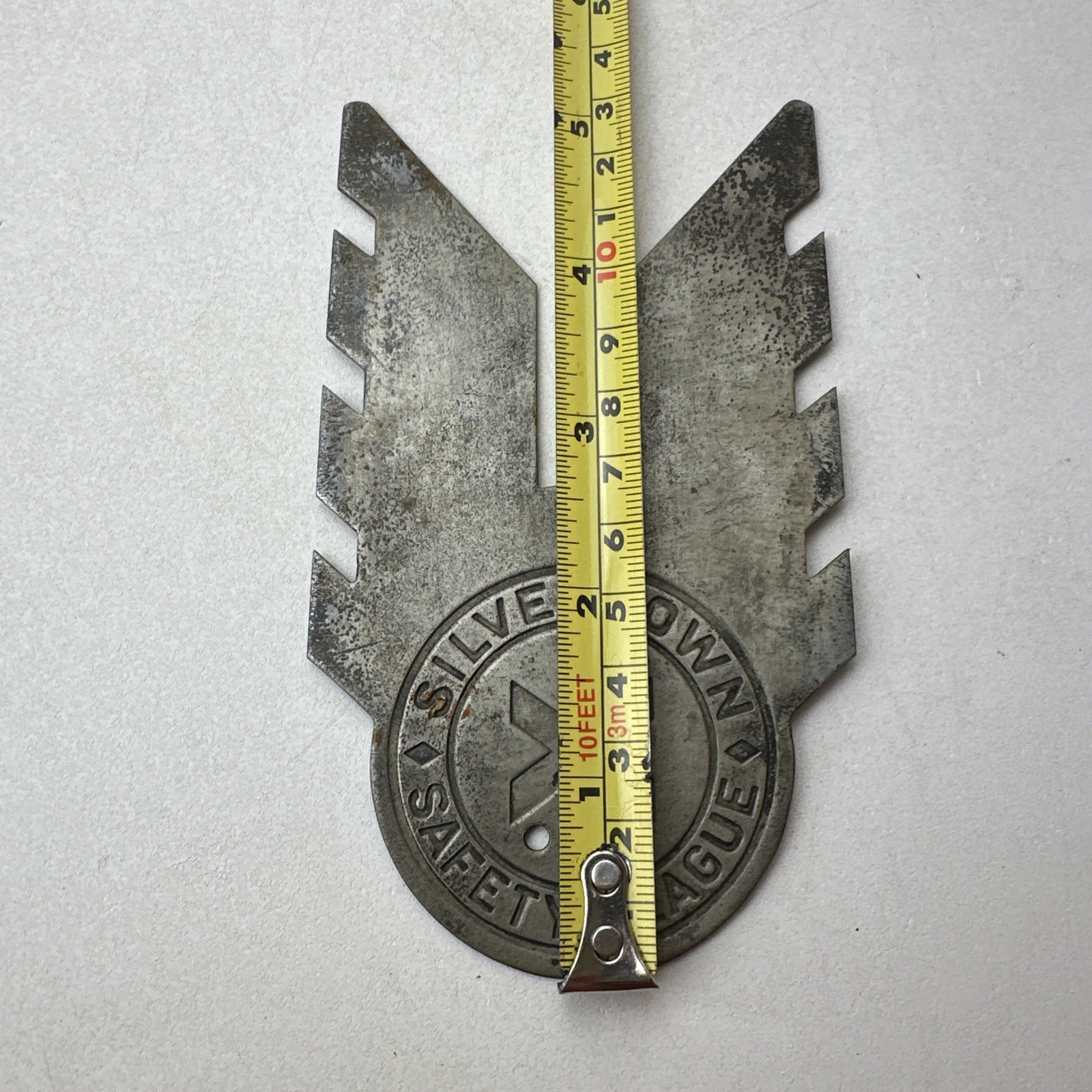 Vintage 1930s 1940s Goodrich Silvertown Safety League License Plate Topper 5”