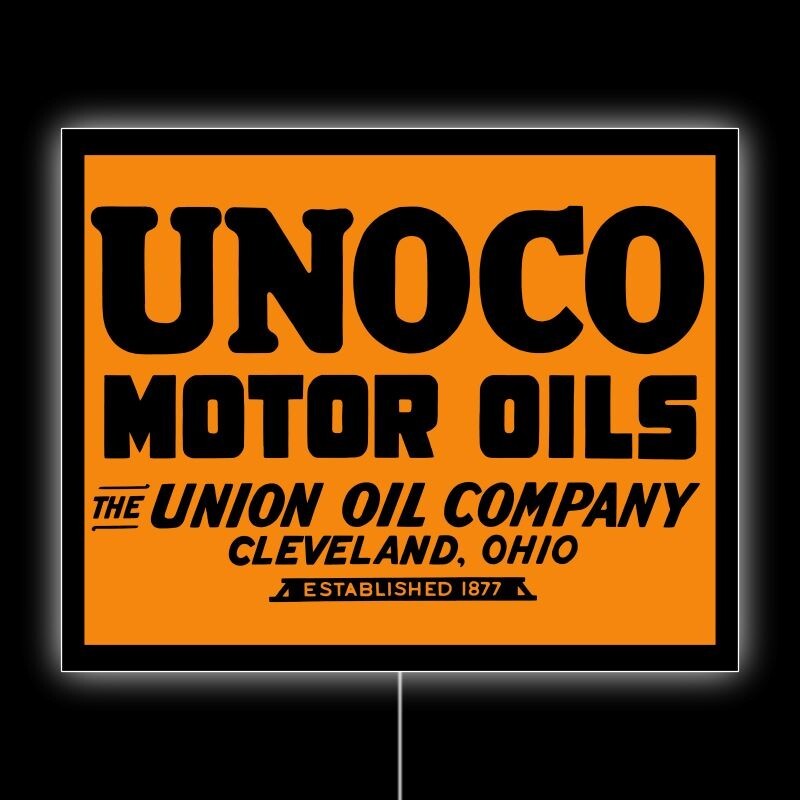 Union Oil Co. UNOCO of Cleveland, OhiO NEW LED Hanging Lighted Sign: 18×23″