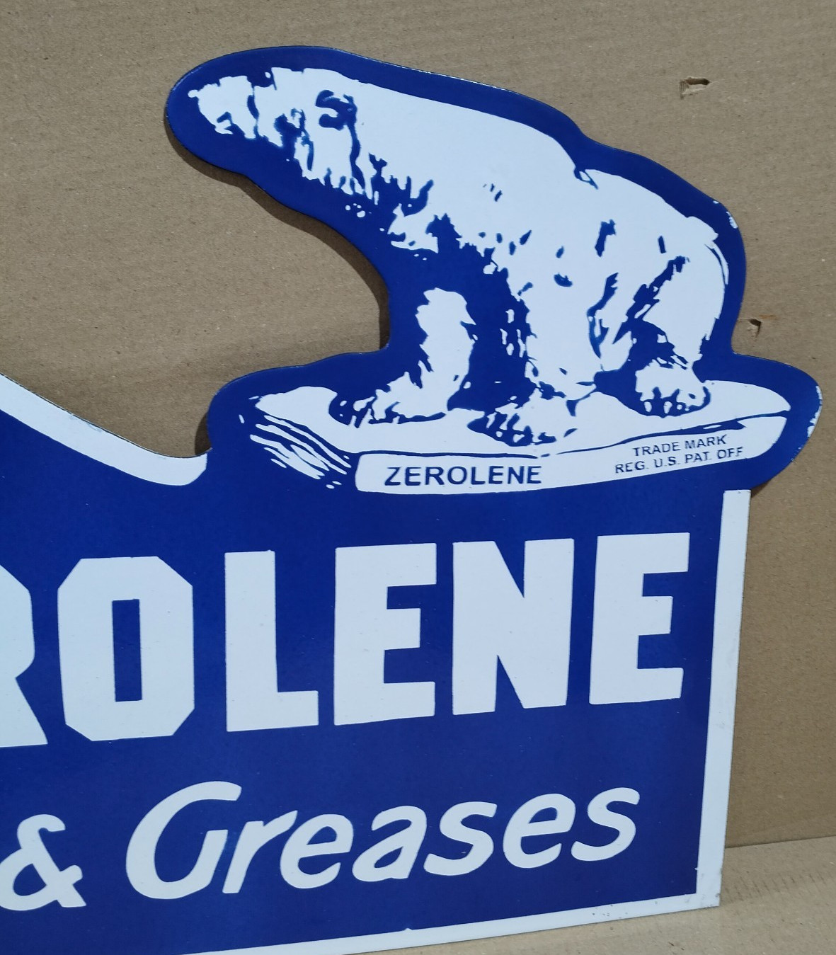 Zerolene Oils & Greases Porcelain Enamel Sign 26 x 18 Inches 2 Sided