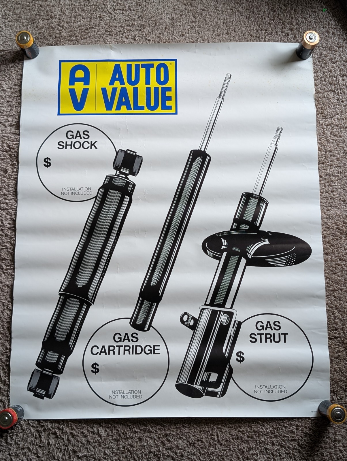Vintage Auto Value Gas Shocks USA 30″x 24″ Store Display Poster