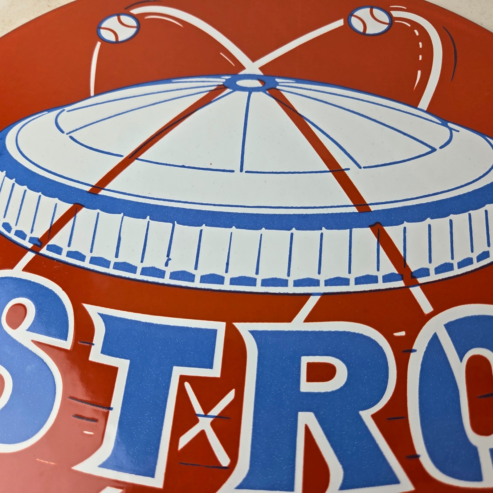 Vintage Houston Astros Sign – MLB Baseball Stadium Texas Porcelain Gas Sign