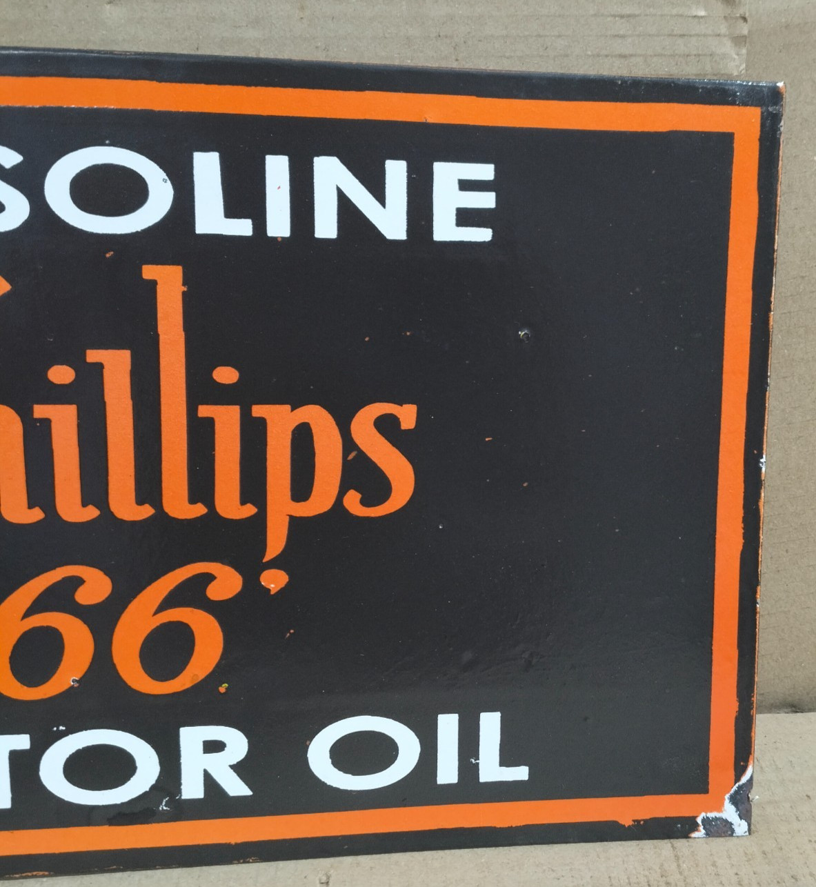 Phillips 66 Gasoline Motor Oil Porcelain Enamel Sign 18 x 10 Inches 2 Sides