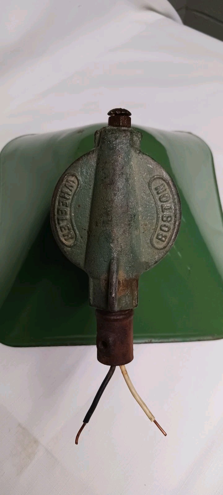 1930s Boston Wheeler 10″ Green Porcelain Industrial Vintage Light
