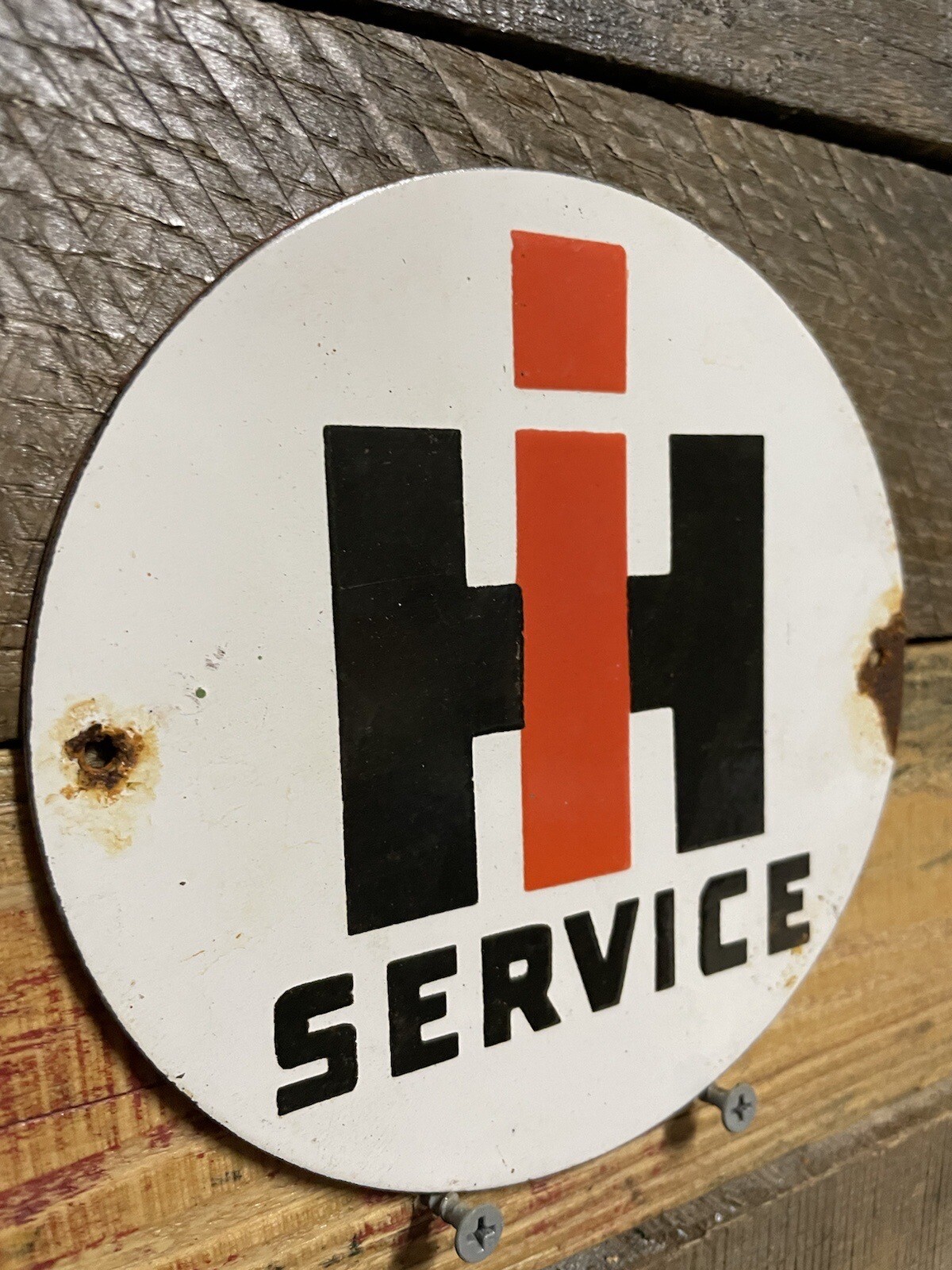 VINTAGE INTERNATIONAL HARVESTER PORCELAIN SIGN FARMING TRACTOR FARM GAS OIL 6”