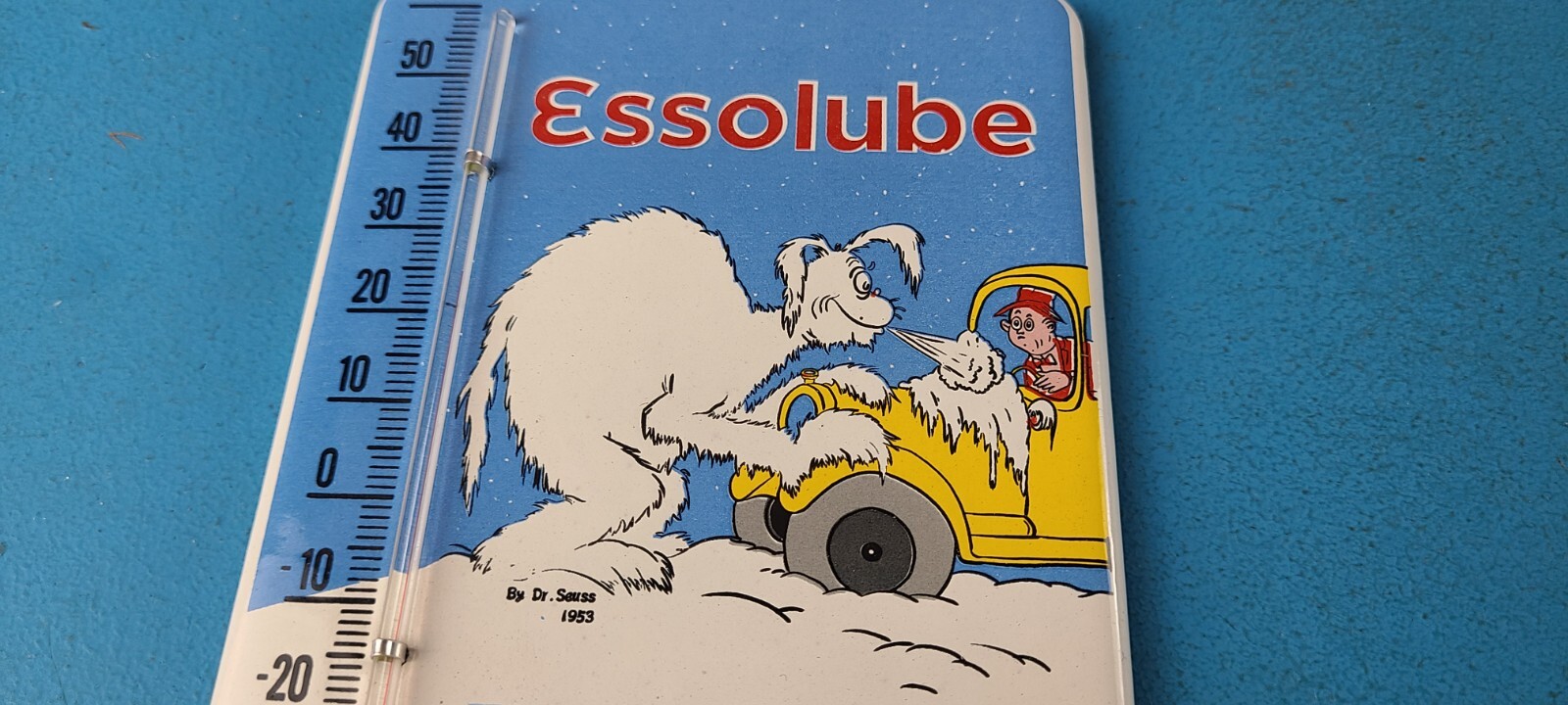 Vintage Esso Porcelain Sign – Esso Lube Gasoline Pump Ad Sign On Thermometer