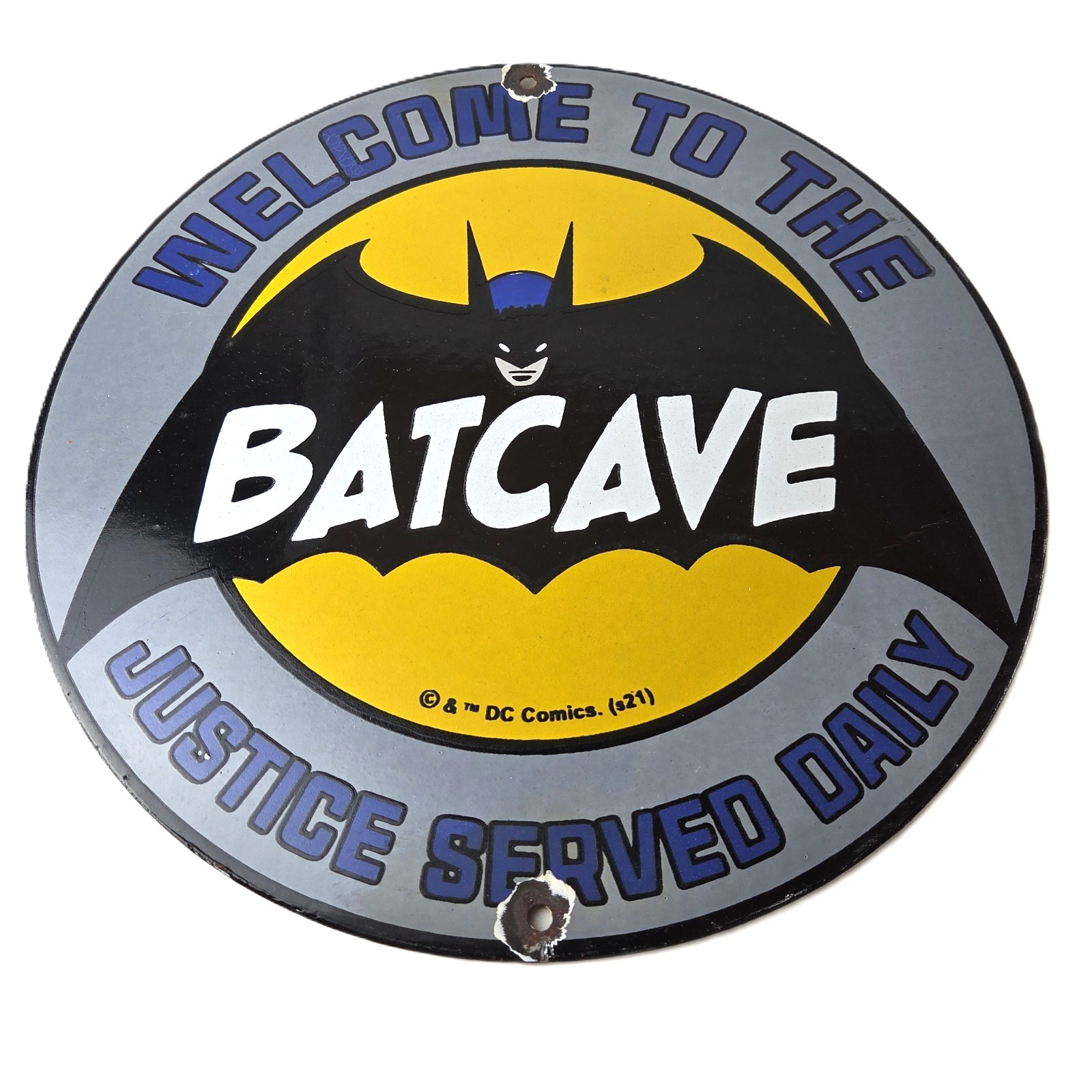 Vintage Batman Sign – Bat Cave DC Comics Toys Porcelain Gas Sign
