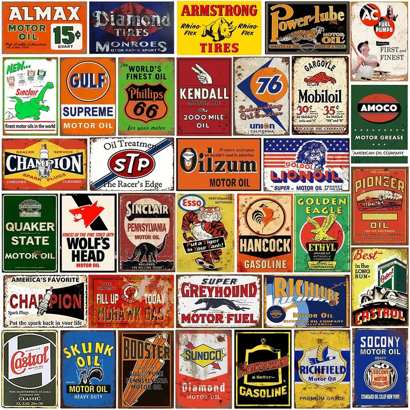 Vintage Looking Gasoline & Oil Signs – Metal – Several to Select from – Outdoors