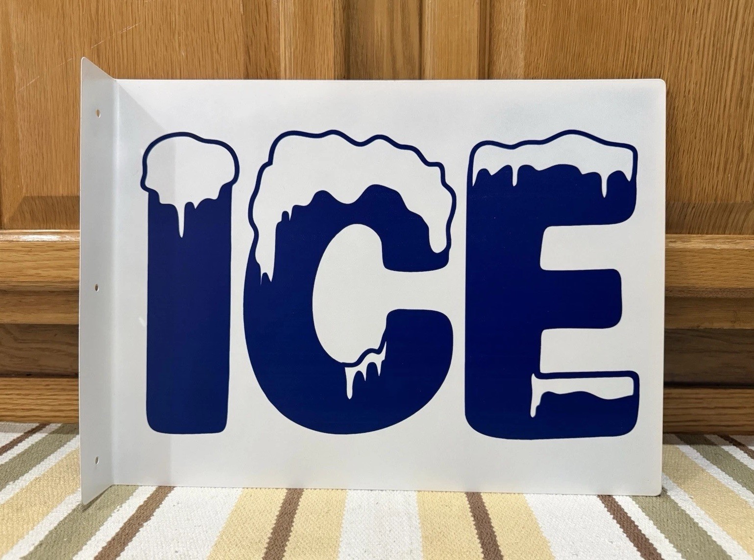 ICE flange Sign Double Sided Fish Bait Beer Cooler Vintage Style Wall Decor