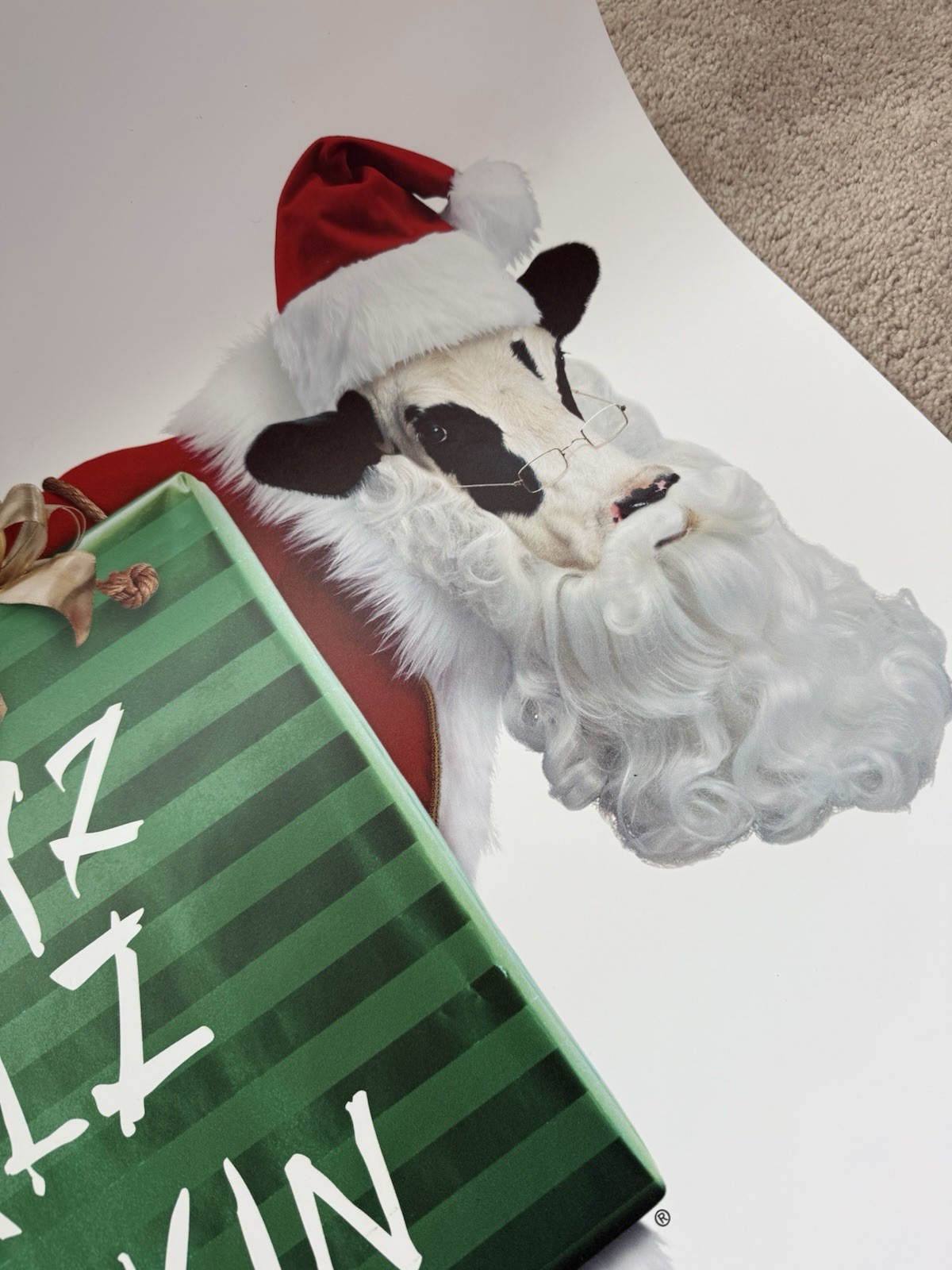 RARE Chick-Fil-A Christmas Cow Vinyl Sign/Poster Restaurant Decor Advertising