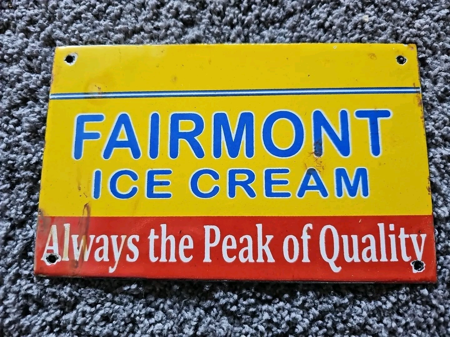 1940’S VINTAGE FAIRMONT ICE CREAM PORCELAIN SIGN