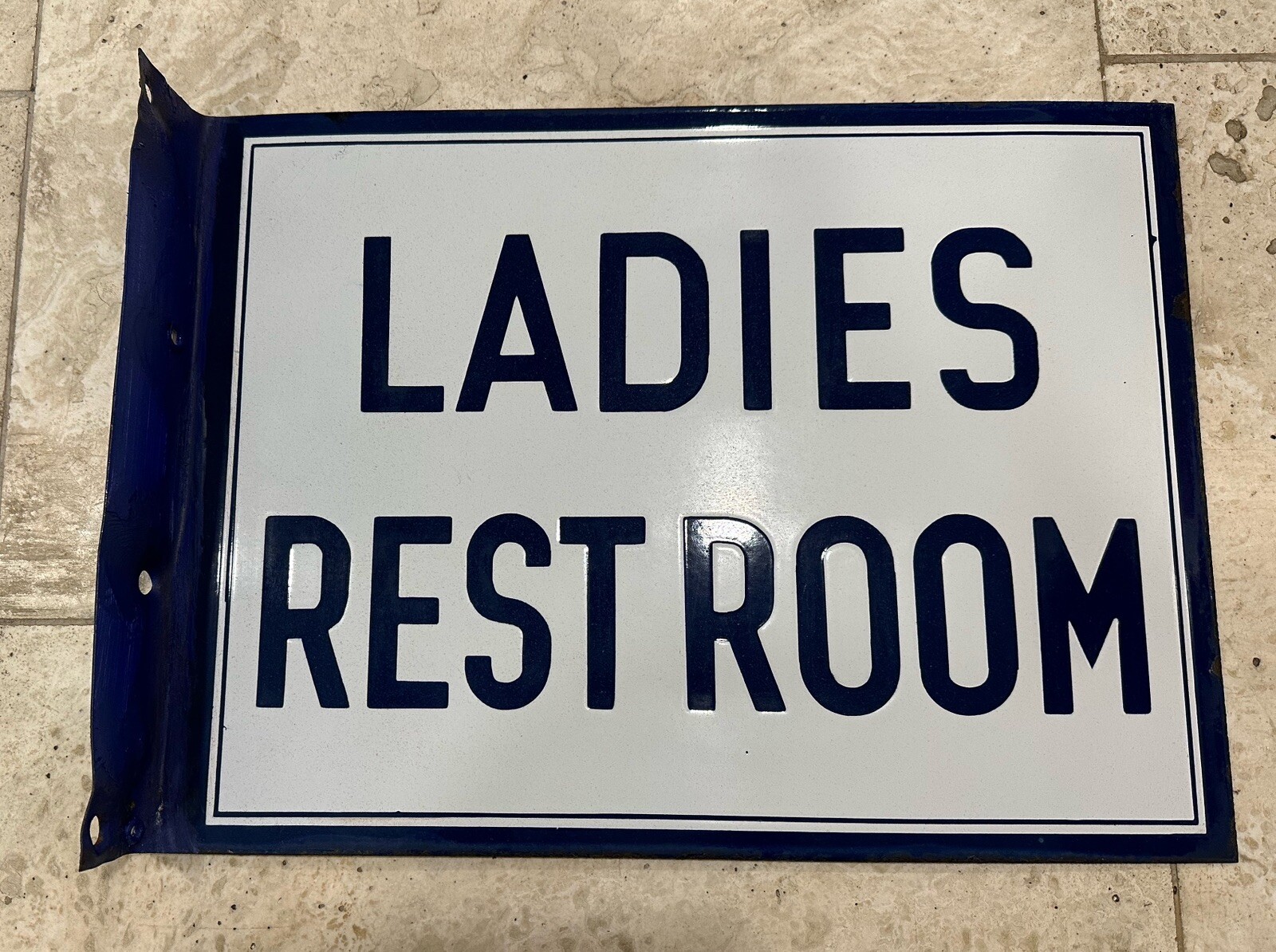 Rare MAGNOLIA GASOLINE Porcelain Flange Sign LADIES REST ROOM Original Texaco