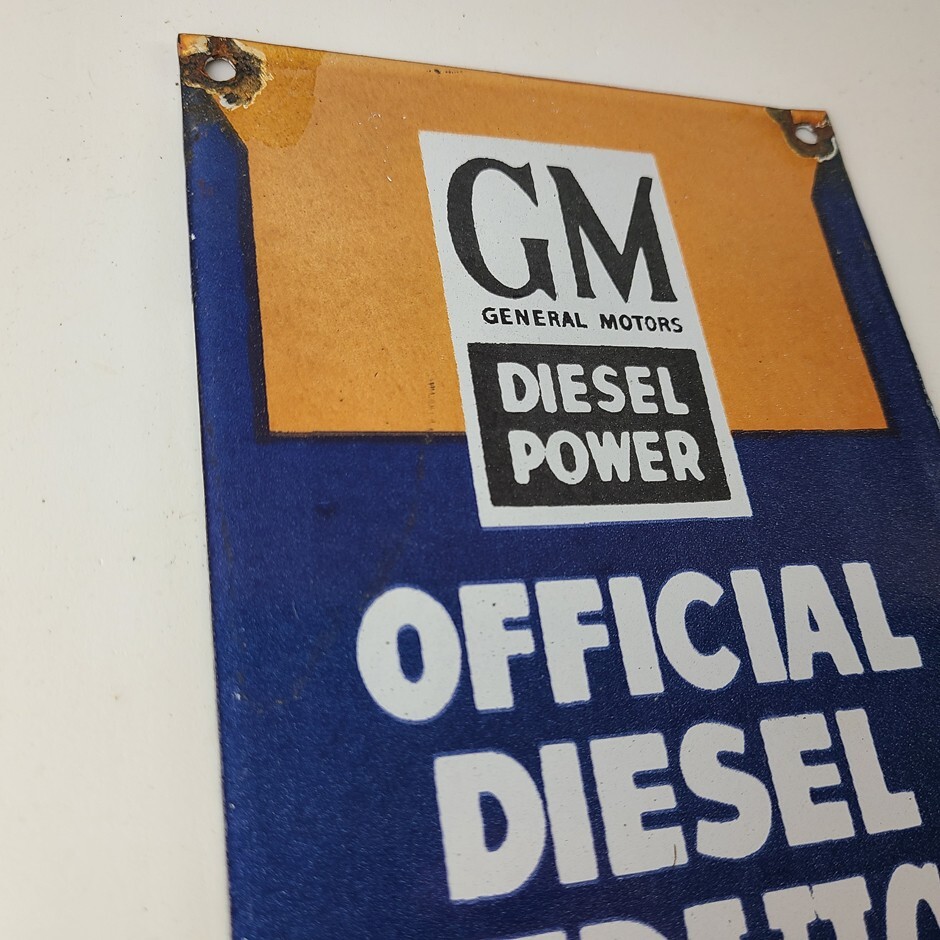 Vintage General Motors Sign – GM Automobiles Trucks Gas Diesel Porcelain Sign