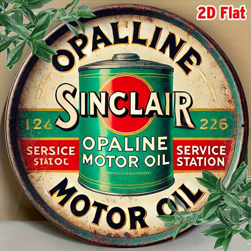 [Vintage Motor Oil Tin]Tin Metal Signs Home Décor 8×8 Vintage Sinclair Opaline
