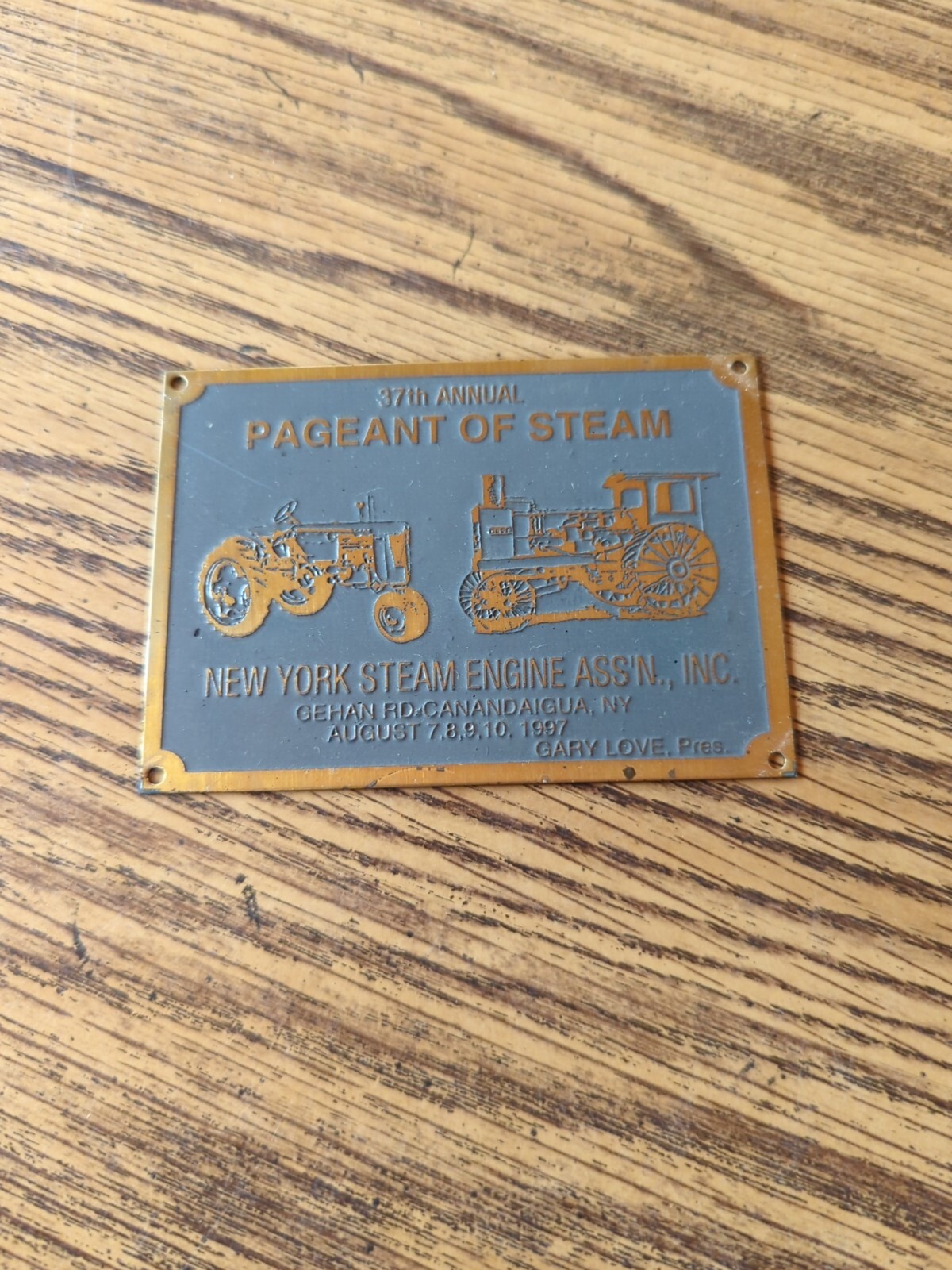 Vintage Pageant Of Steam Canandaigua NY Engine Assoc. Inc 1997 Brass Plaque