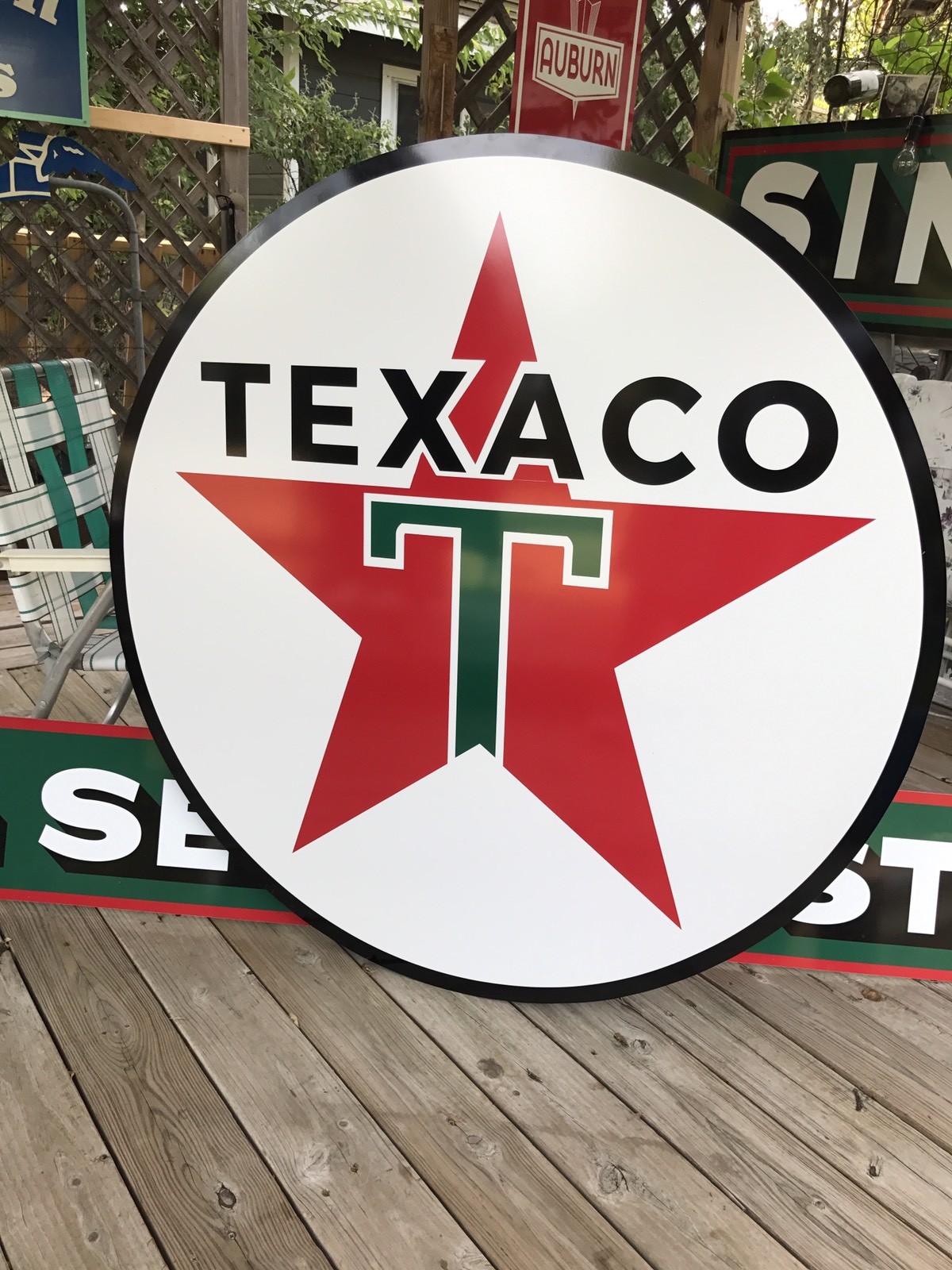 Antique Vintage Old Style Texaco Gas Oil Sign! 40″!