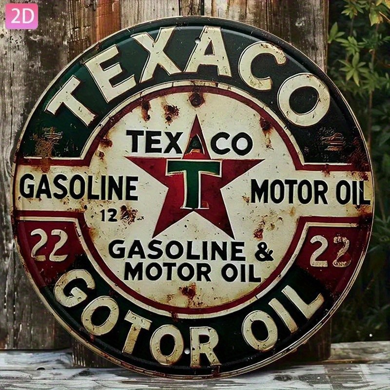 Vintage Rustic Garage Texaco Gasoline Motor Oil Metal Sign Man Cave Decor Plaque
