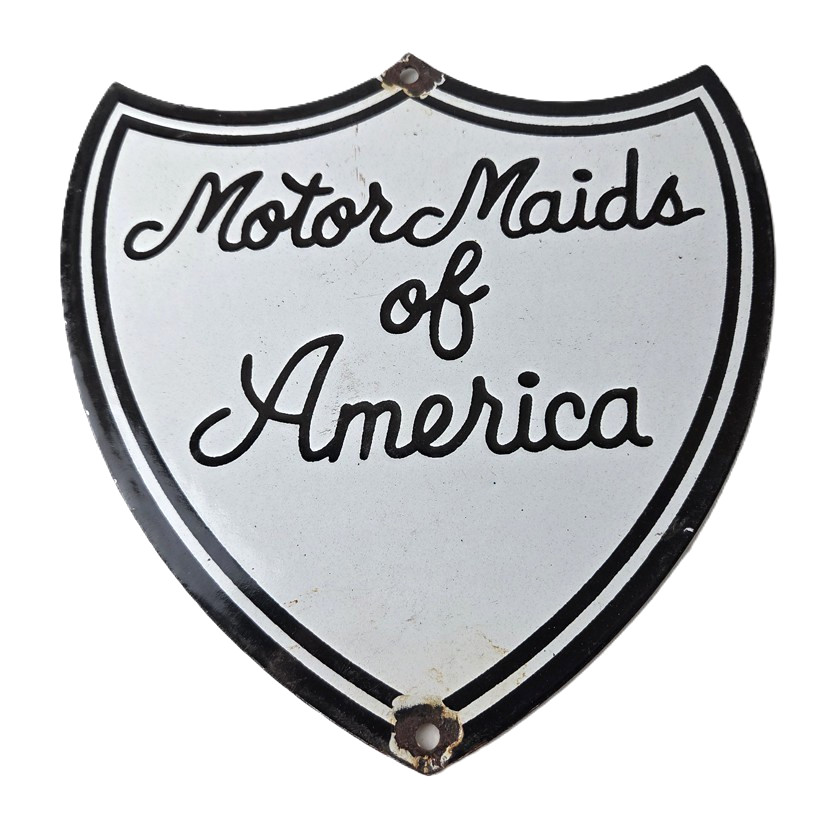 Vintage Motor Maids of America Porcelain Sign – Women’s Motorcycle Club Sign