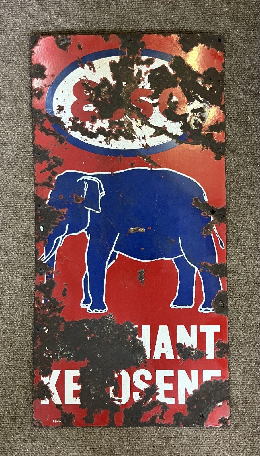 Early Esso Oil Elephant Kerosene Sign