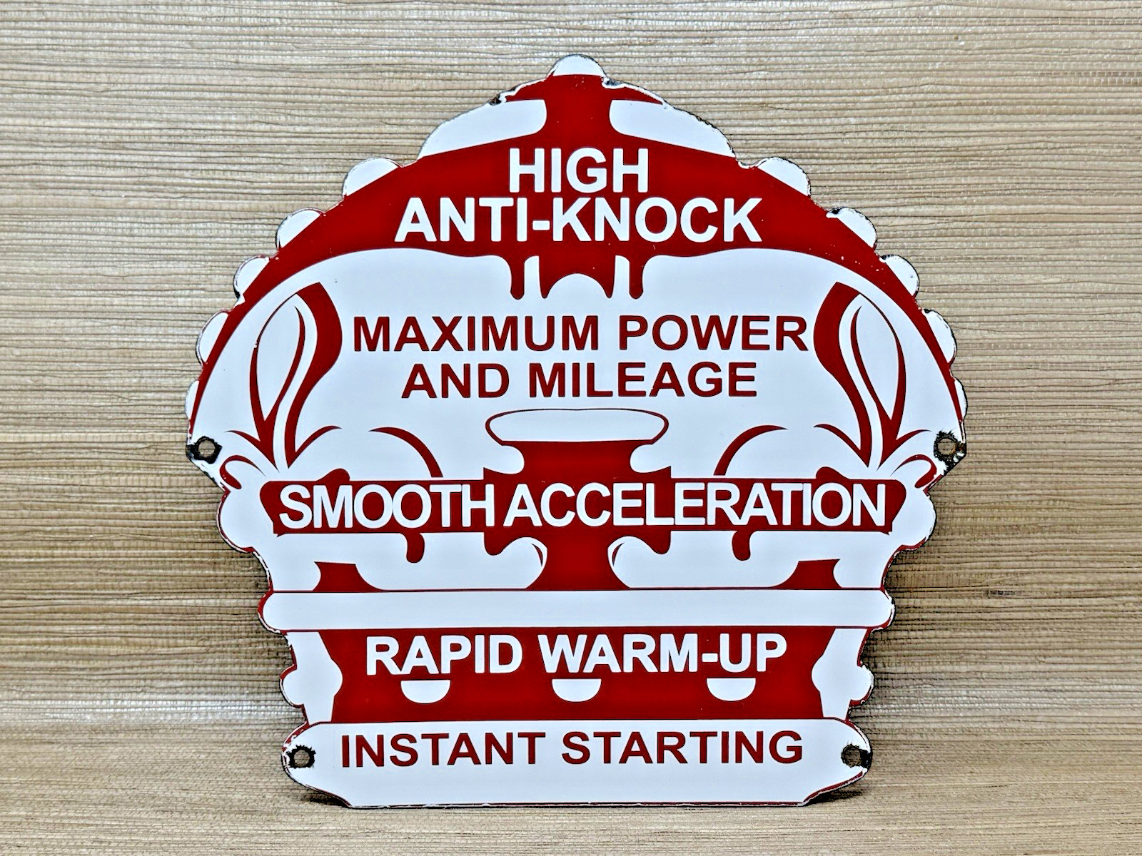 VINTAGE STANDARD RED CROWN GASOLINE PORCELAIN SIGN GAS STATION PUMP PLATE SERVIC