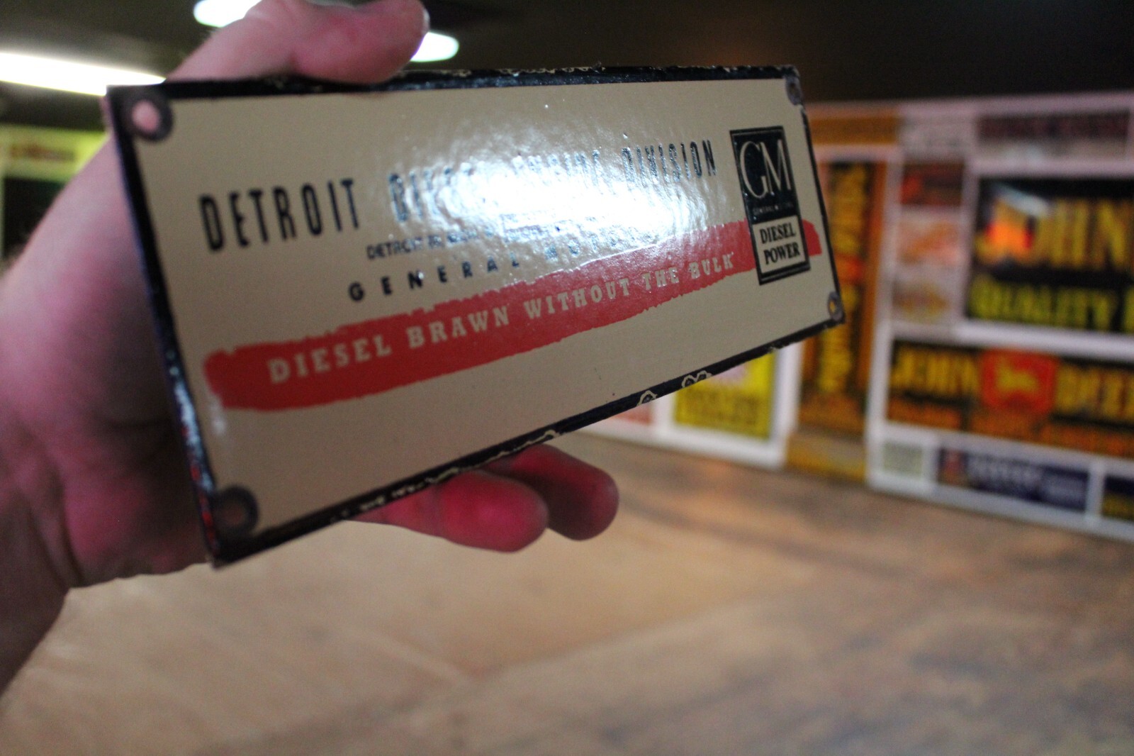 GM DETROIT DIESEL DEALER PORCELAIN METAL SIGN GAS OIL CHEVY GARAGE AUTO TRUCK